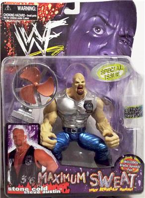 Jakks Pacific WWF Maximum Sweat Stone Cold Steve Austin Action Figure - 1999 Special Edition Collectible for Wrestling Fans & Display