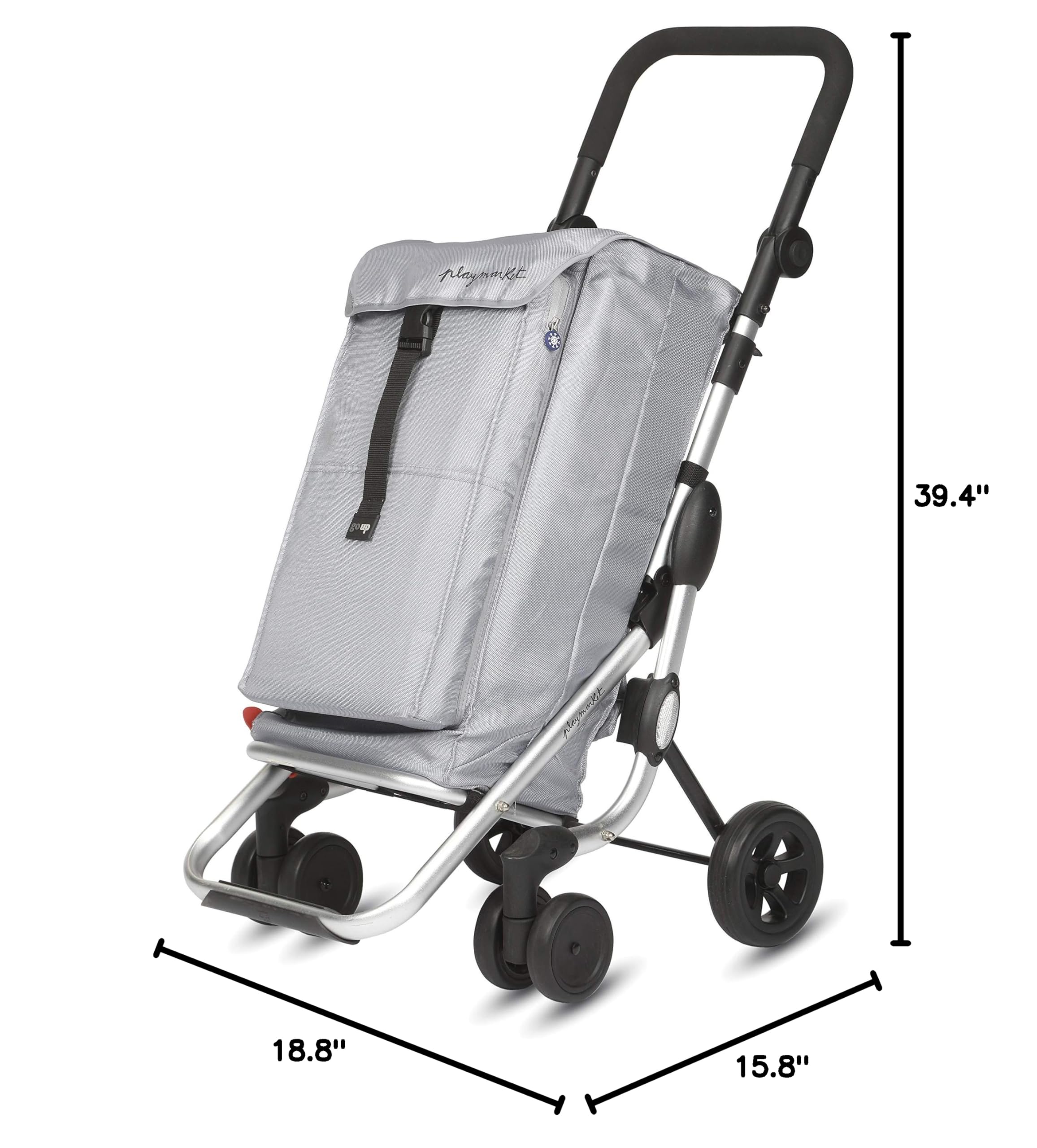 GO UP Foldable Shopping Cart with 360° Swivel Wheels, Heavy Duty Textured Handle - Perfect for Grocery Shopping, Laundry, and Outdoor Market Trips