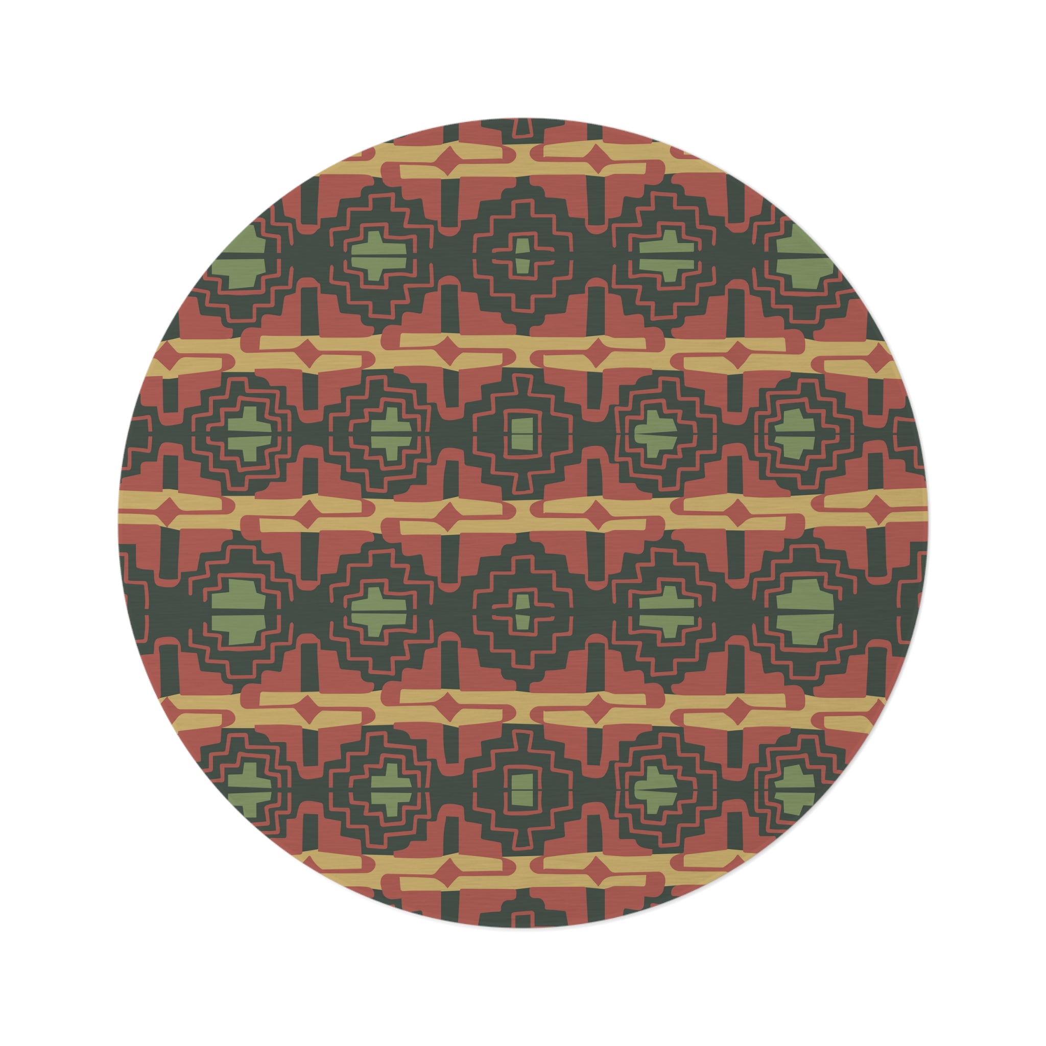 Southwestern Rio Valley Groove Print Round Rug - Non-Slip, Soft & Durable - Perfect for Living Room, Bedroom, or Office Decor