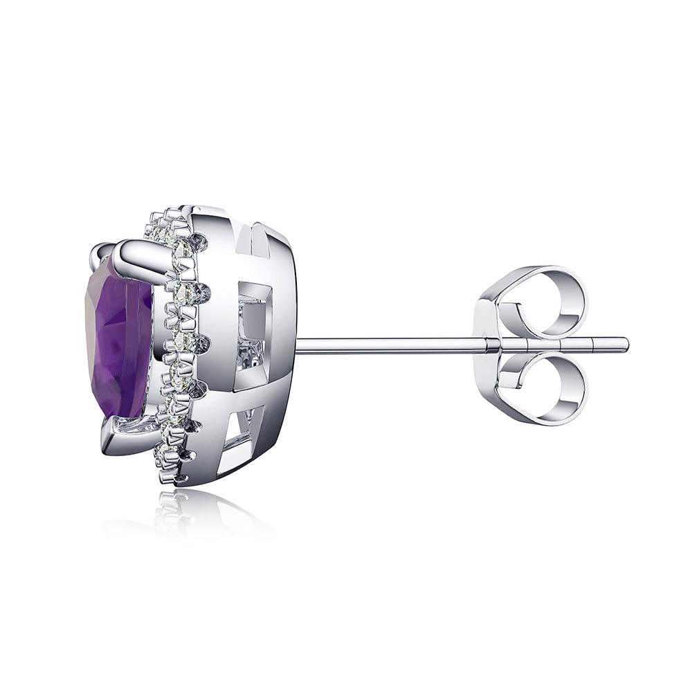1 CT Heart Shaped Birthstone Stud Earrings with Halo - Perfect for Birthdays, Anniversaries & Valentine's Day Gifts