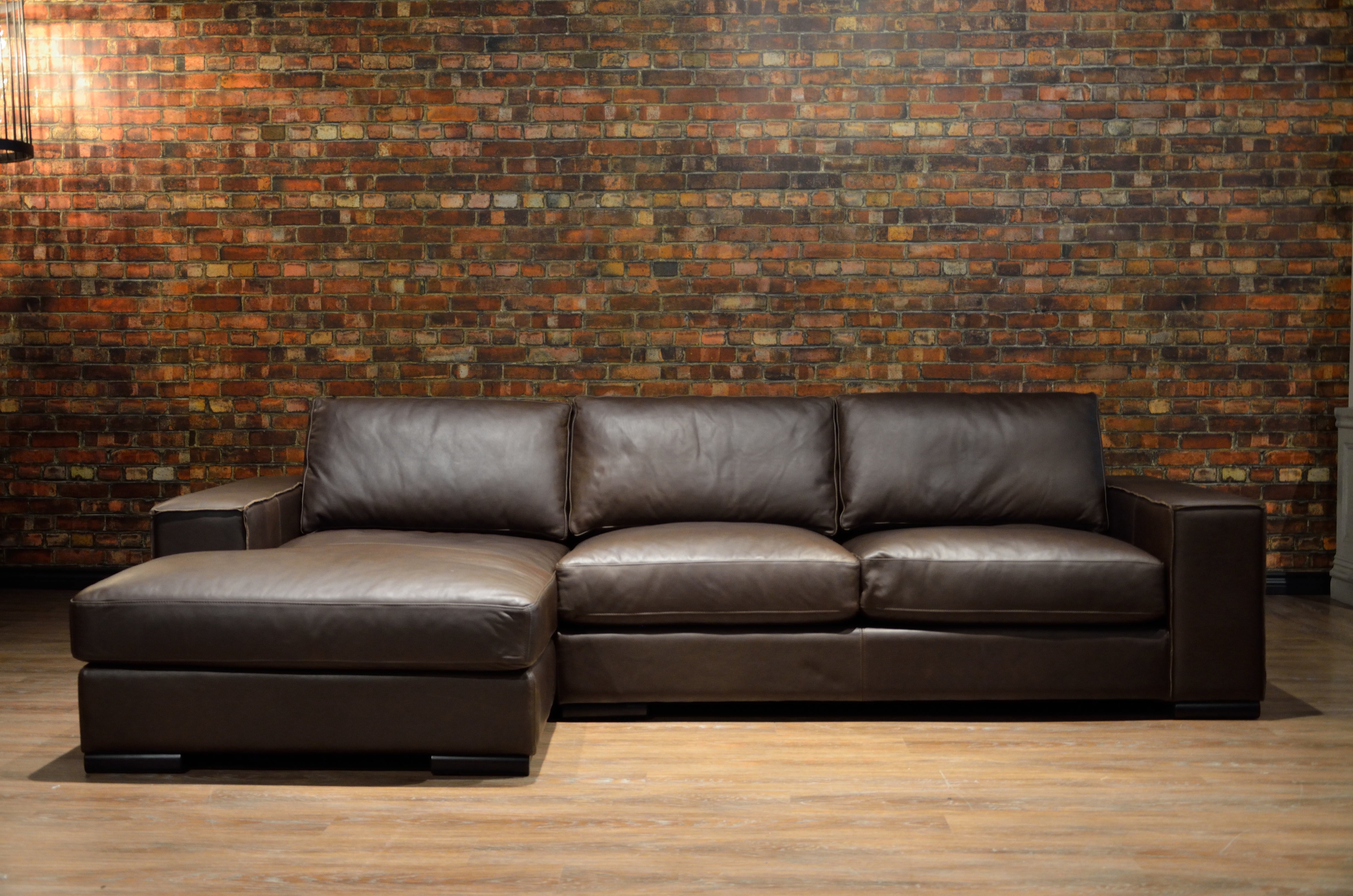 Luxury IROQUOIS Genuine Leather Sofa Chaise LHF Sectional - Modern Living Room Furniture for Home Theater & Lounge Relaxation