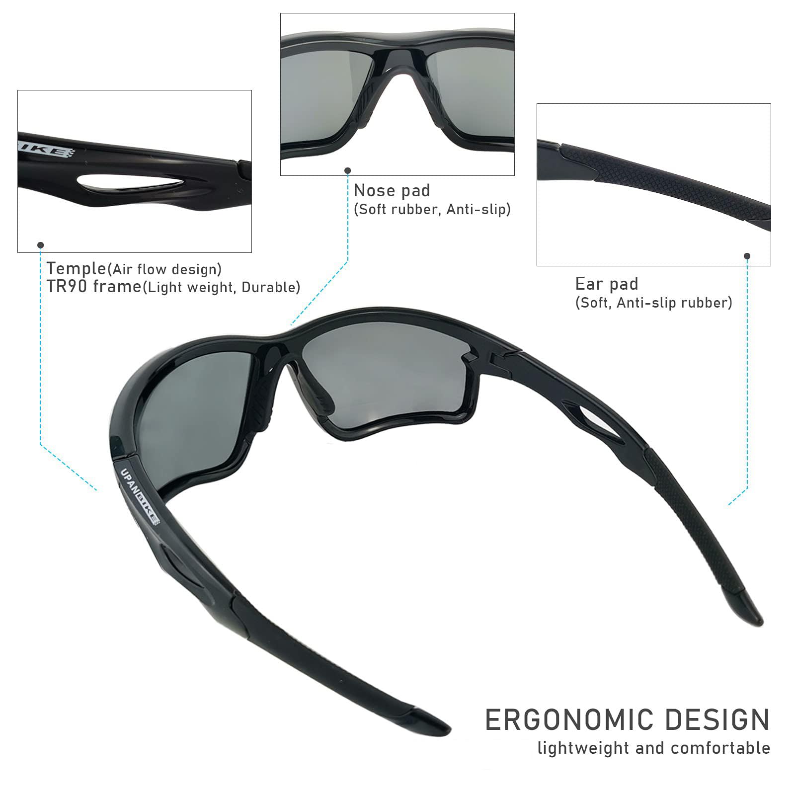 UPANBIKE Polarized Cycling Sunglasses for Men & Women - UV400 Protection, TR90 Unbreakable Frame, Lightweight Sports Sunglasses for Running, Cycling & Outdoor Activities