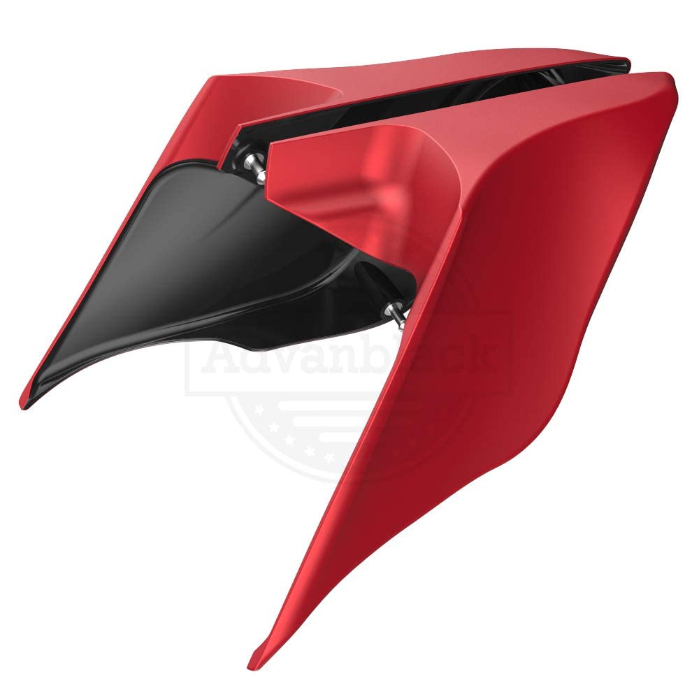 Moto Onfire Extended ABS Side Covers & Stretched Side Panels for Harley Touring (2014-2020) - Compatible with Street Glide, Road Glide Special - Wicked Red Denim - Enhance Motorcycle Aesthetics & Protection for Long Rides