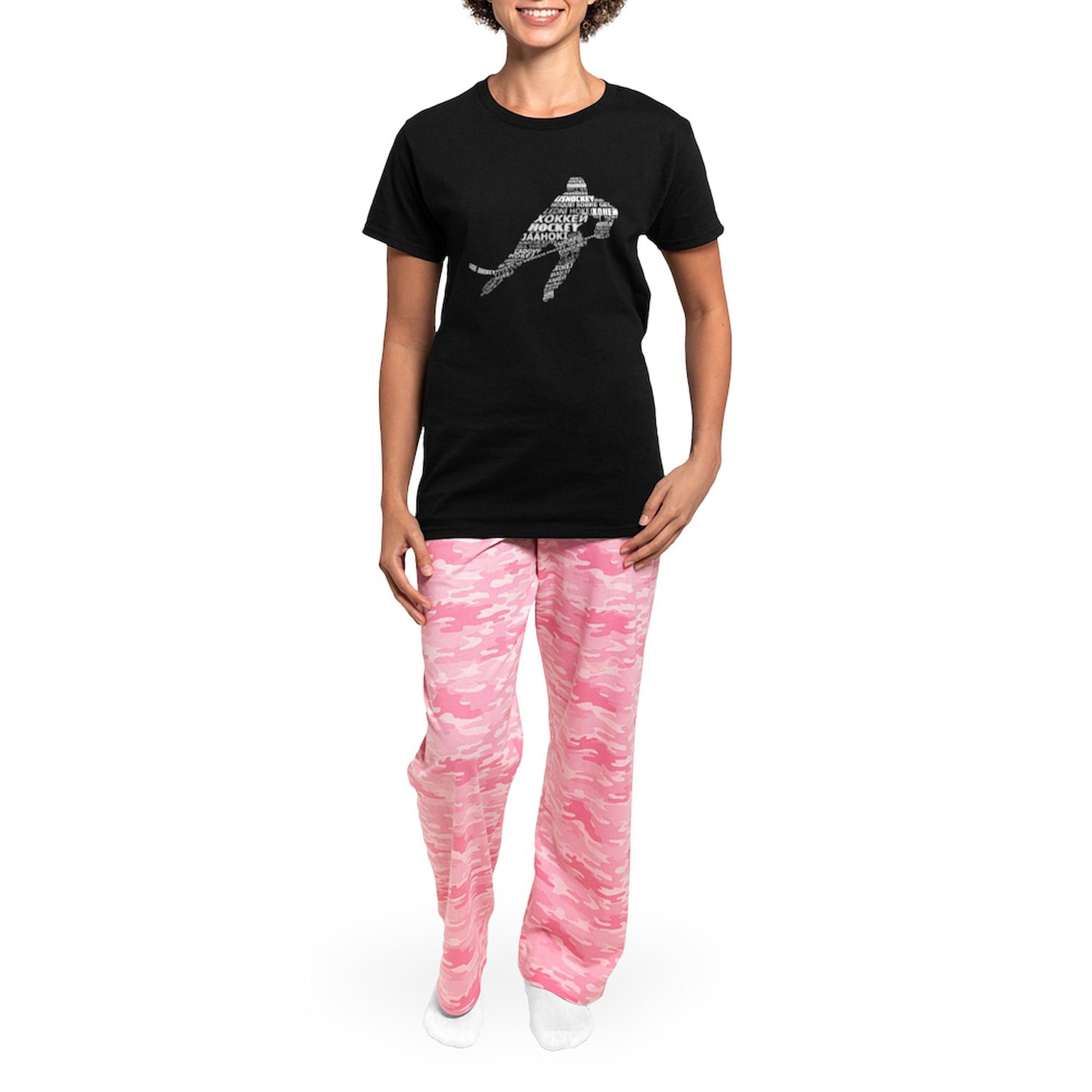 Women's Hockey Languages Typography Pajamas - Novelty Sleepwear PJ Set for Hockey Fans | Perfect for Game Nights, Sleepovers & Gifts