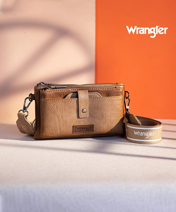 Wrangler Dual Zipper Crossbody Bag for Women & Men - Durable Travel Shoulder Bag with Adjustable Strap - Perfect for Hiking, Shopping & Everyday Use