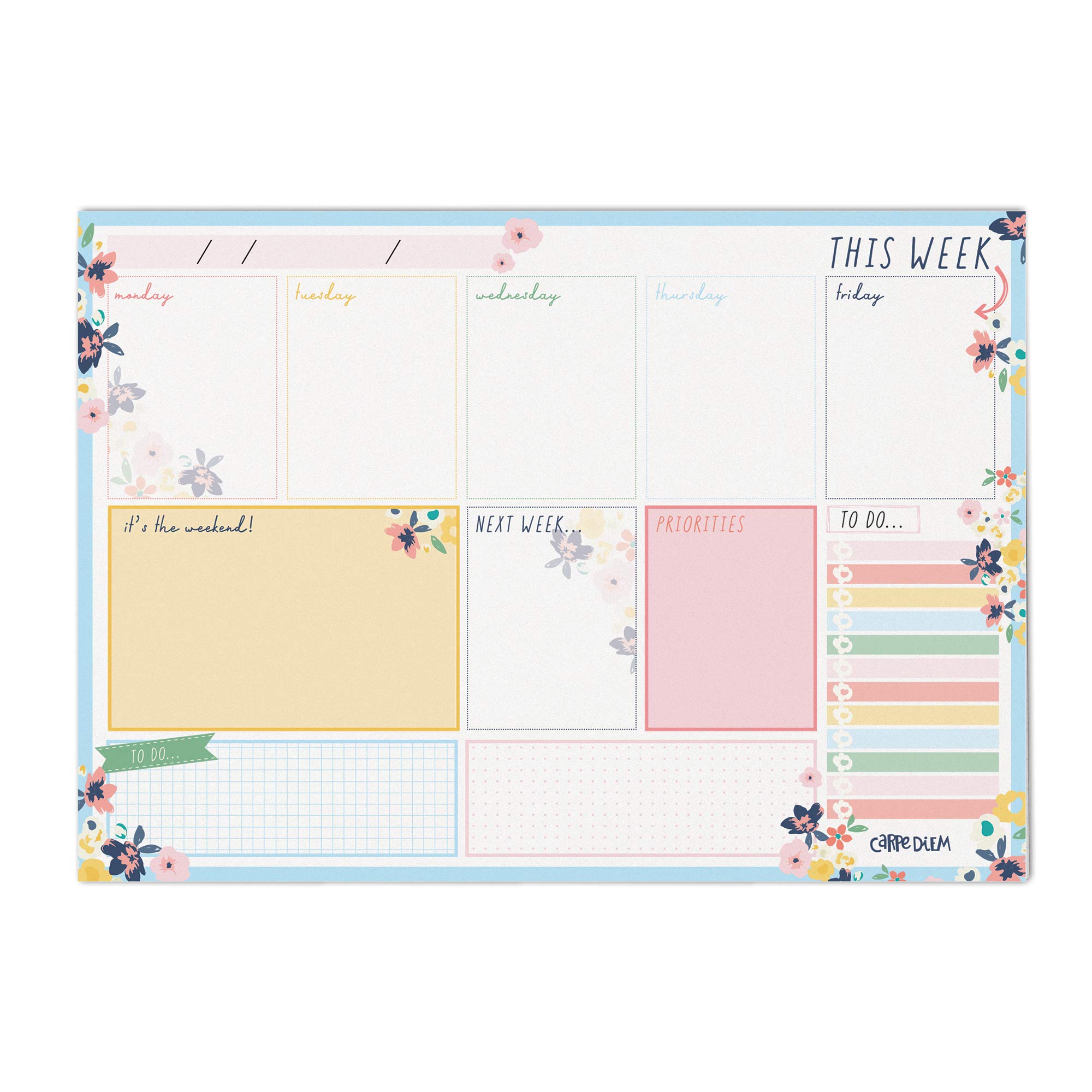 Pukka Pad Carpe Diem Weekly Planner - Floral Design Disty Planner for Work, School & Home Organization - Perfect for Scheduling, To-Do Lists & Productivity Planning