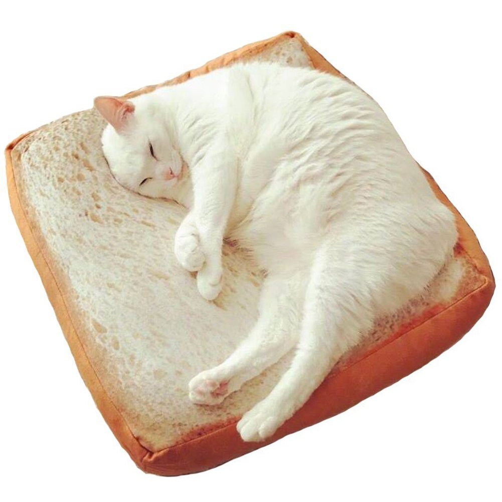 **Soft Cat Cushion Bed - Cozy Pet Mattress for Small & Medium Dogs & Cats - Plush Toast-Shaped Bedding Pad for Sleeping, Resting & Play (15.7