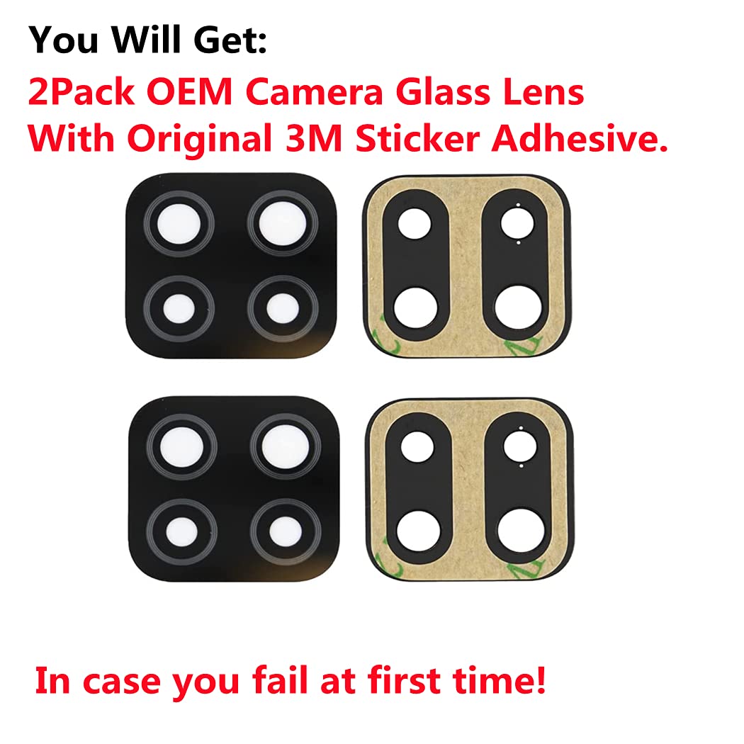 Original 2-Pack Samsung Galaxy A12 2020/A125 Rear Camera Glass Lens Replacement with Preinstalled Adhesive & Repair Tools - Black (Compatible with All Carriers) | DIY Phone Repair, Lens Protection, Cracked Camera Fix Solution