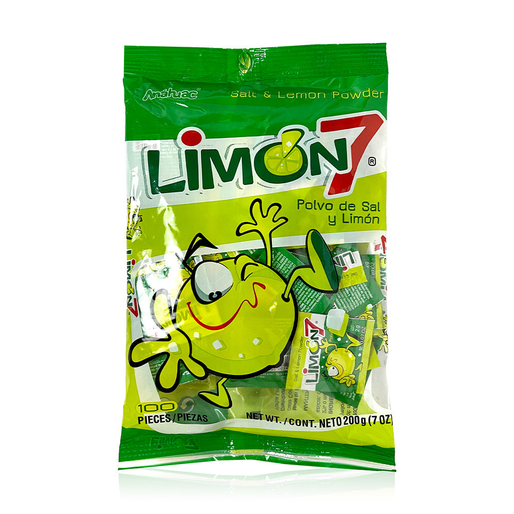 Dulces Anáhuac Limon7 Salt & Lemon Powder - 7oz (100 Count) | Tangy Mexican Candy for Snacking, Parties & Gift Baskets