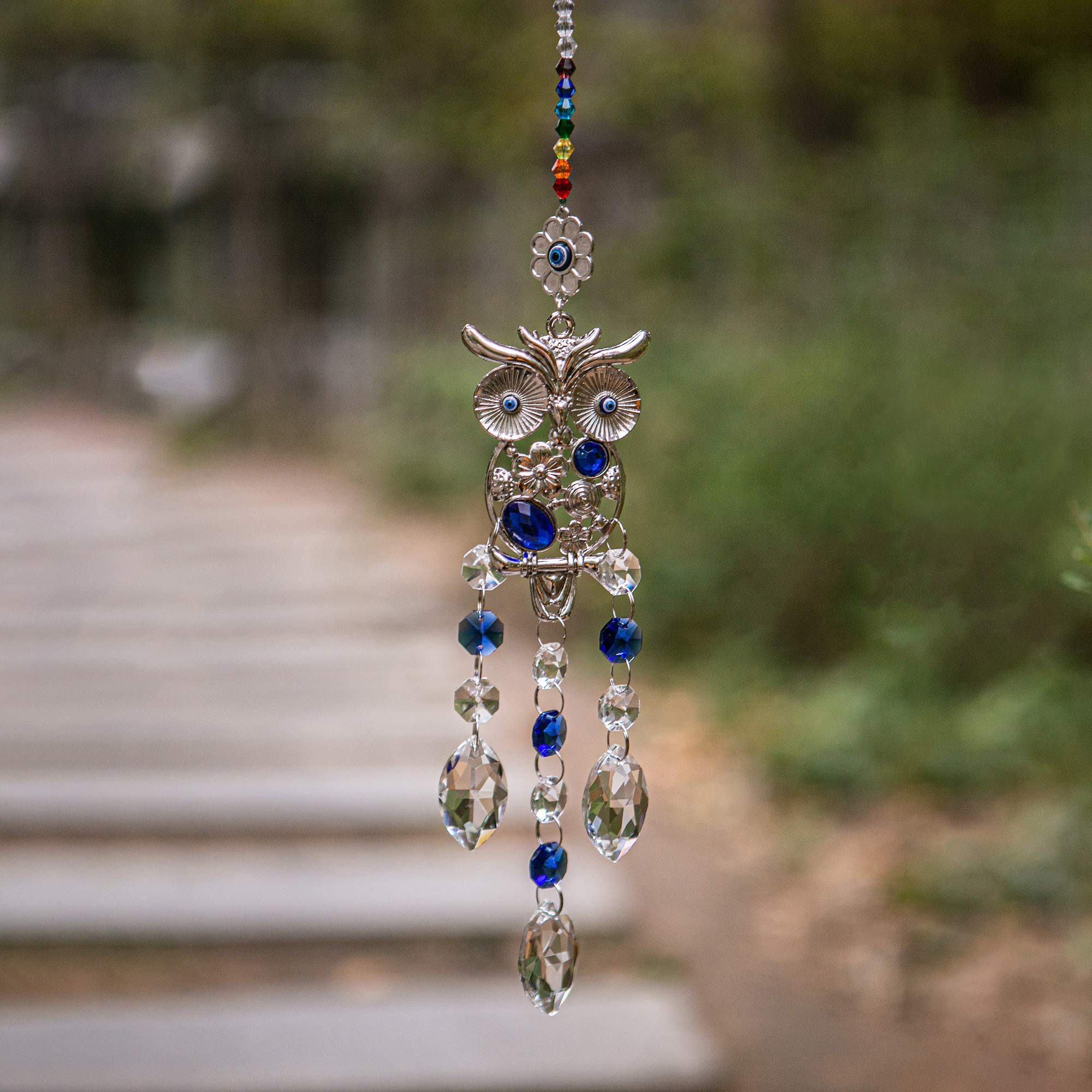 WEISIPU Feng Shui Crystal Prism Suncatcher - Rainbow Maker Window Decor with Owl Design for Home, Office & Garden - Creates Beautiful Light Reflections & Positive Energy
