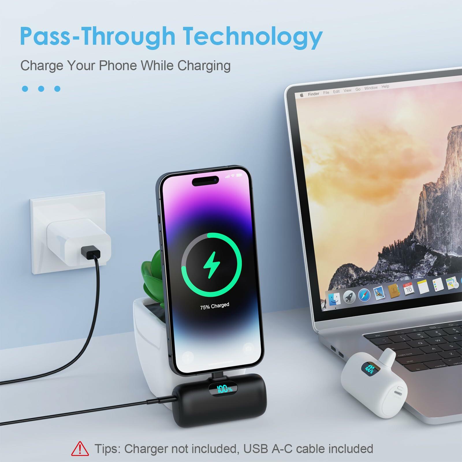 2 Pack 5000mAh PD Fast Charging Power Bank for iPhone - Portable Mini External Battery Pack for Travel, Camping & Emergency Charging