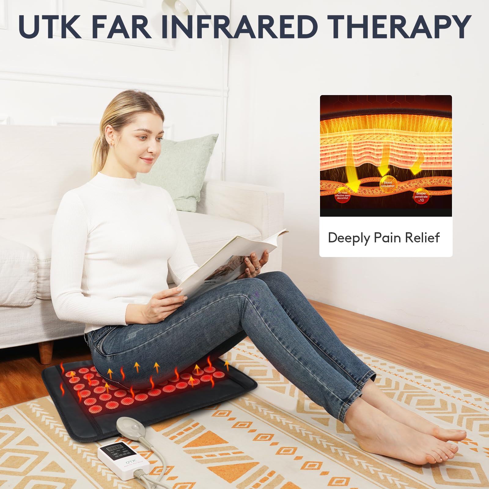 UTK Far Infrared Heating Pad with Natural Jade Stones - Small 19