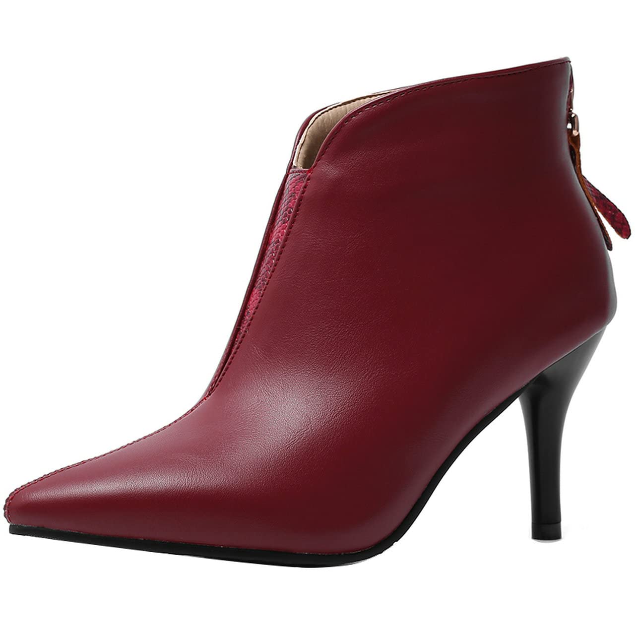 UniqueStride Women's Stiletto High Heel Ankle Booties - Pointed Toe Back Zipper Short Boots for Party, Night Out & Office Wear