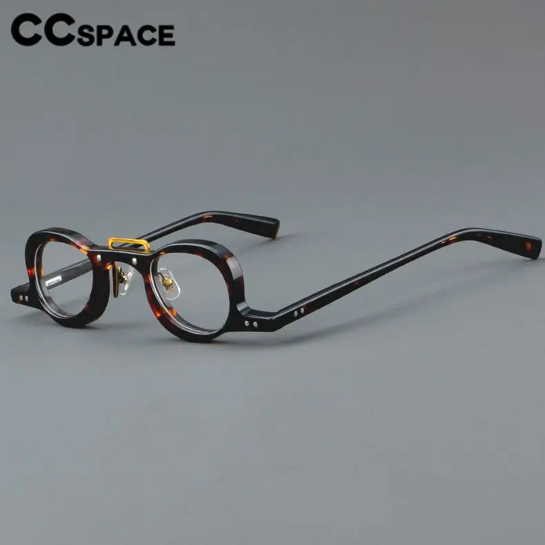 CCspace Women's Full Rim Small Round Double Bridge Acetate Eyeglasses Frame 57191 - Stylish Retro Glasses for Work, Reading & Everyday Fashion Accessory