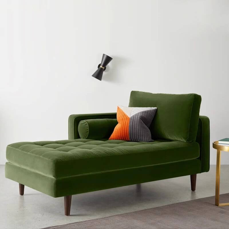 Lime Green Corner Chaise Lounge with 3 Pillows - Detachable Bedroom Sofa for Small Spaces | Perfect for Reading Nook, Guest Room Seating & Apartment Decor