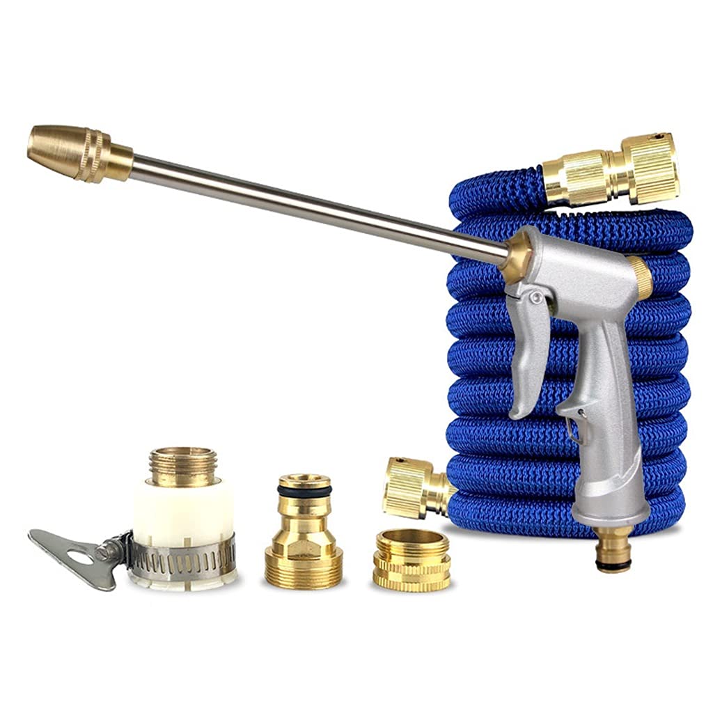 Premium 15m Metal High-Pressure Garden Hose - Heavy Duty Expandable Water Hose for Outdoor Use, Car Washing, Lawn Watering & Household Cleaning - Flexible Telescopic Hose with Leak-Proof Connectors