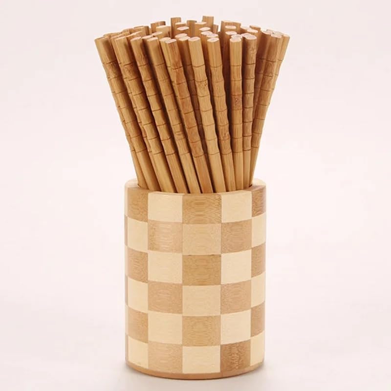 Natural Bamboo Chopsticks 10 Pairs - Chinese/Japanese/Korean Style Reusable for Sushi & Asian Cuisine