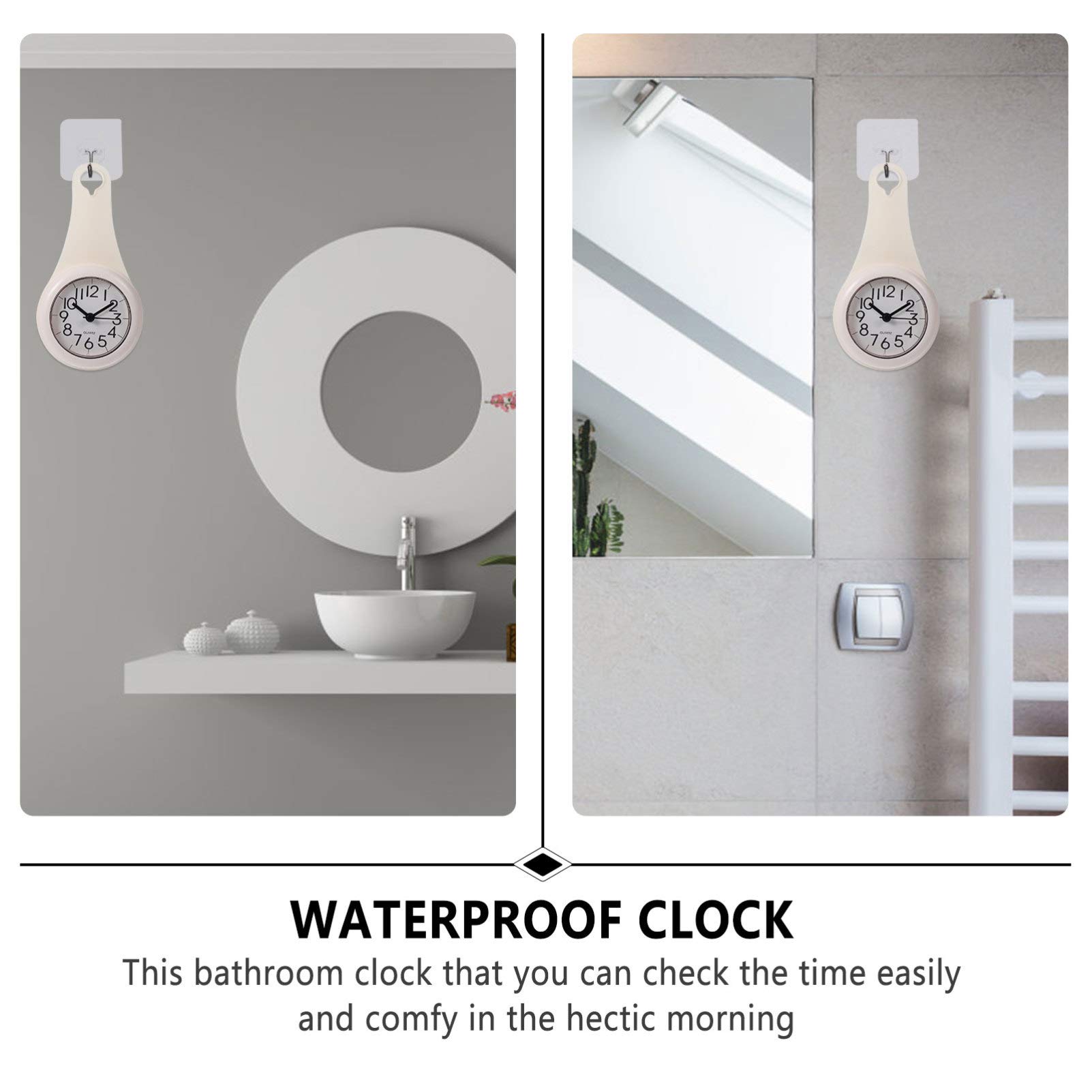 FOMIYES Silent Bathroom Wall Clock - Waterproof Digital Alarm Clock for Shower & Home Decor