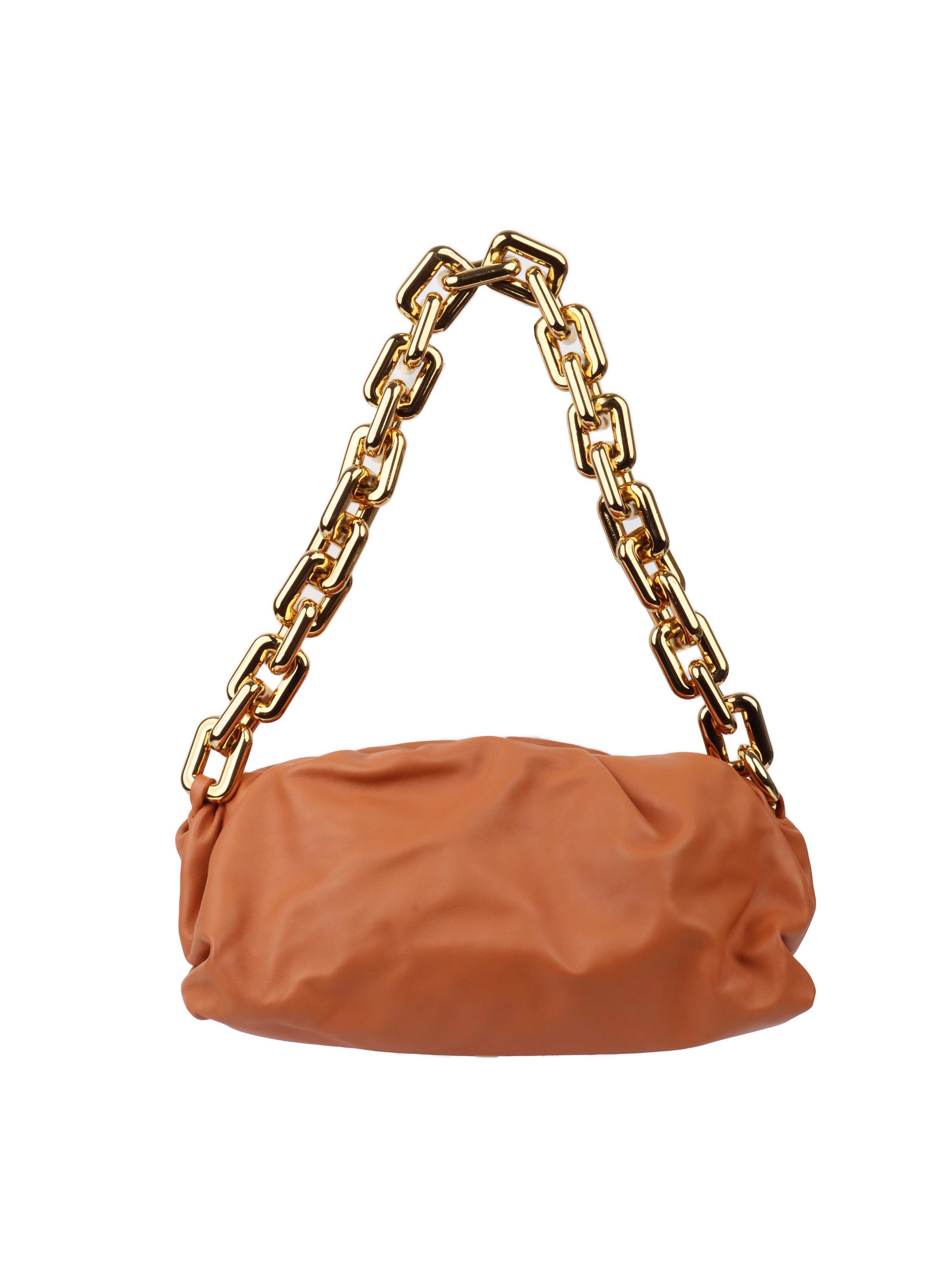 Bottega Veneta Chain Pouch Smooth Leather Crossbody Bag in Cammello/Gold - Perfect for Evening Events & Daily Use