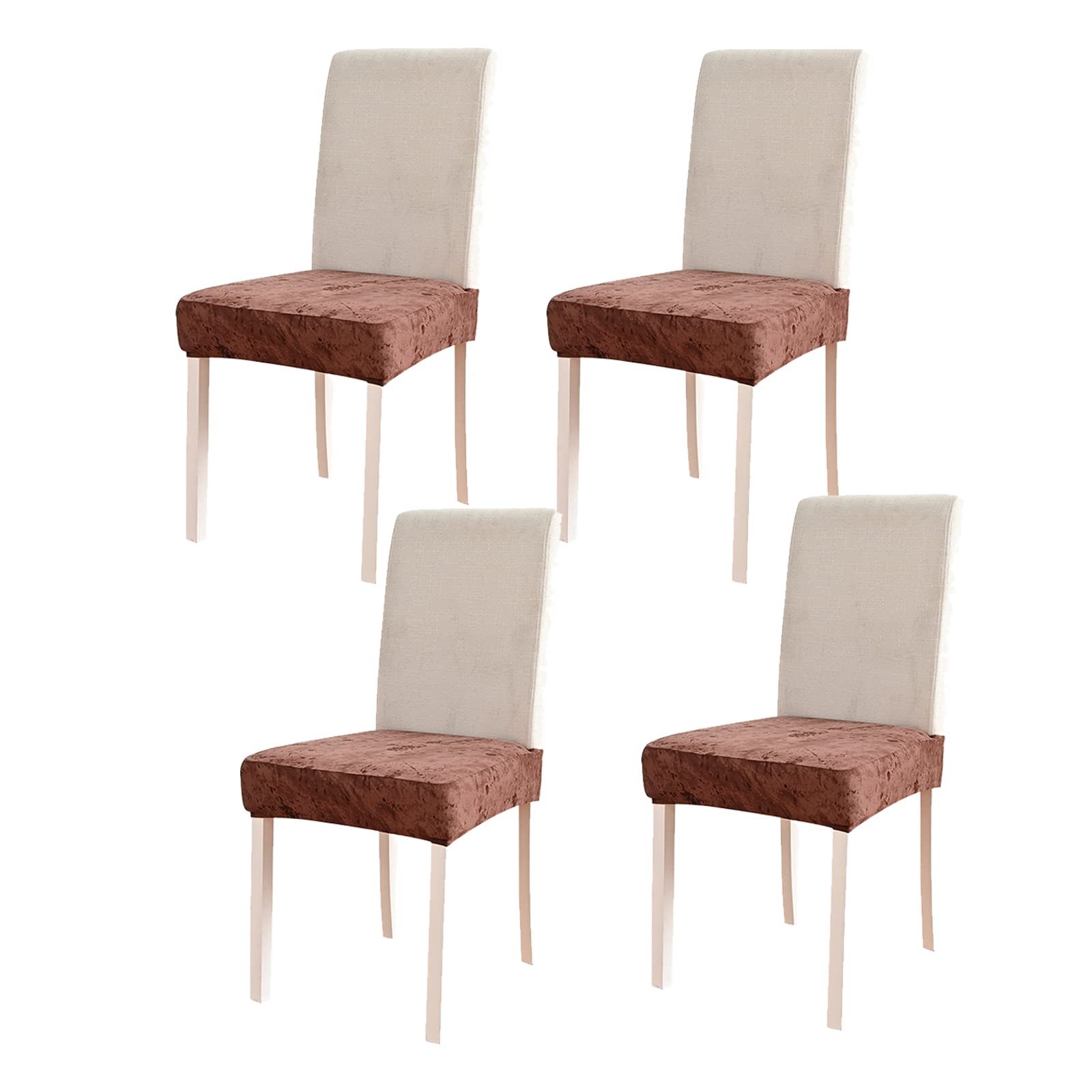 HAOYONG 4-Piece Stretch Dining Chair Covers - Printed Square Kitchen Seat Slipcovers - Removable Upholstered Cushion Covers for Dining Room & Kitchen Chairs - Perfect for Home Decor, Parties, and Daily Use