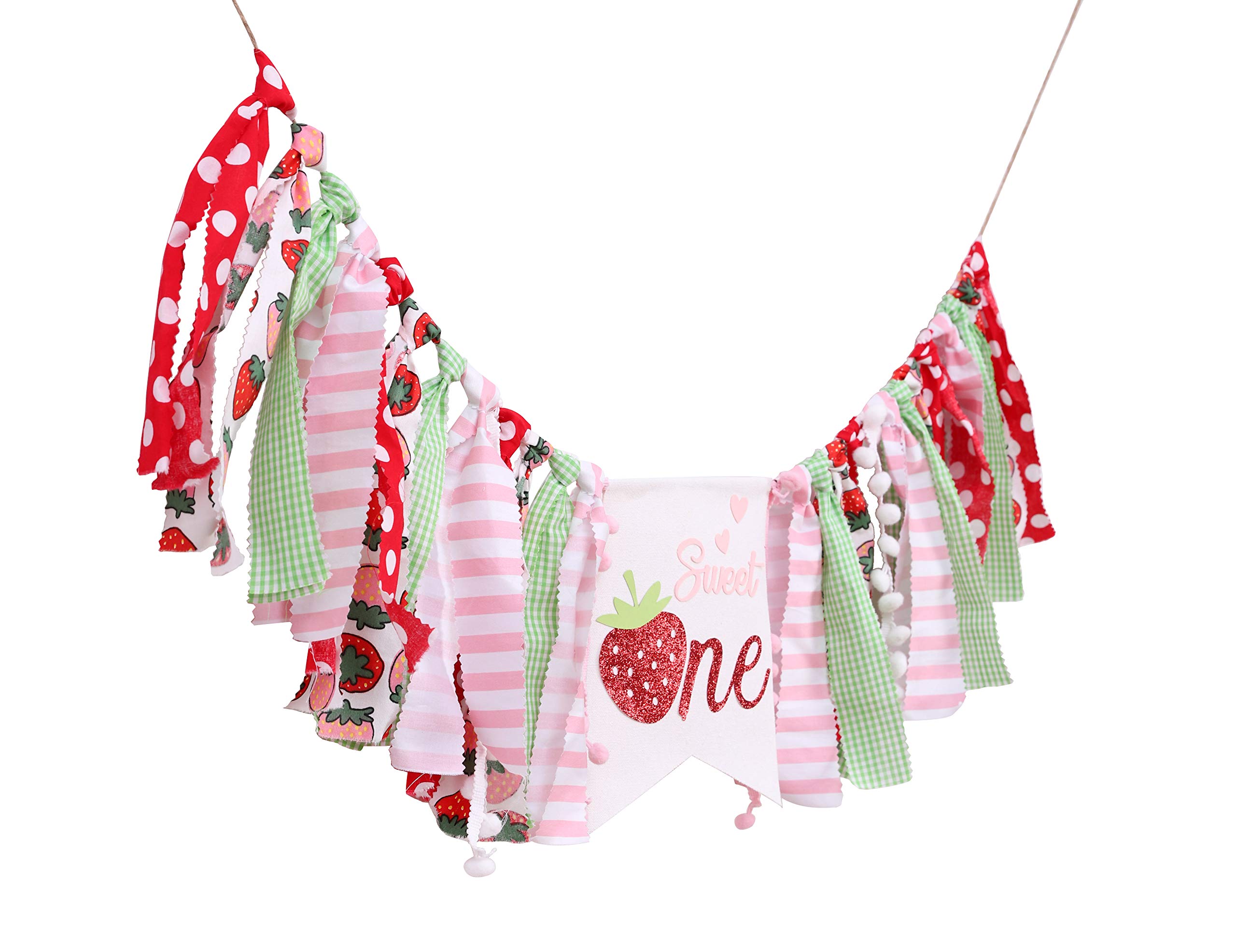 Strawberry First Birthday Highchair Banner - Photo Booth Backdrop & Cake Smash Decor | Premium Strawberry Themed Party Supplies for Baby's 1st Birthday Celebration | Perfect for Birthday Photos, Nursery Decor, and Milestone Parties