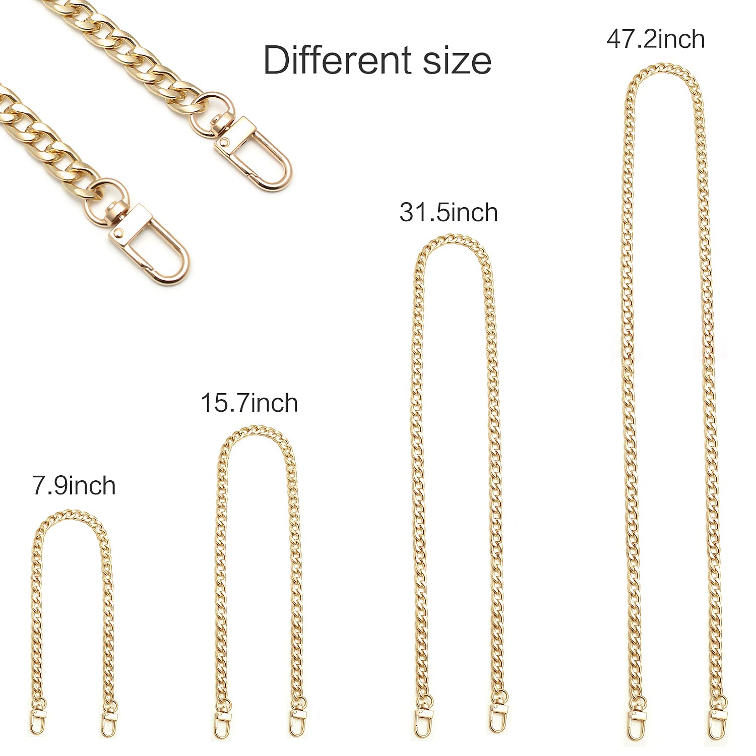 4-Piece DIY Iron Flat Chain Belt Set - Gold Metal Buckle (7.9