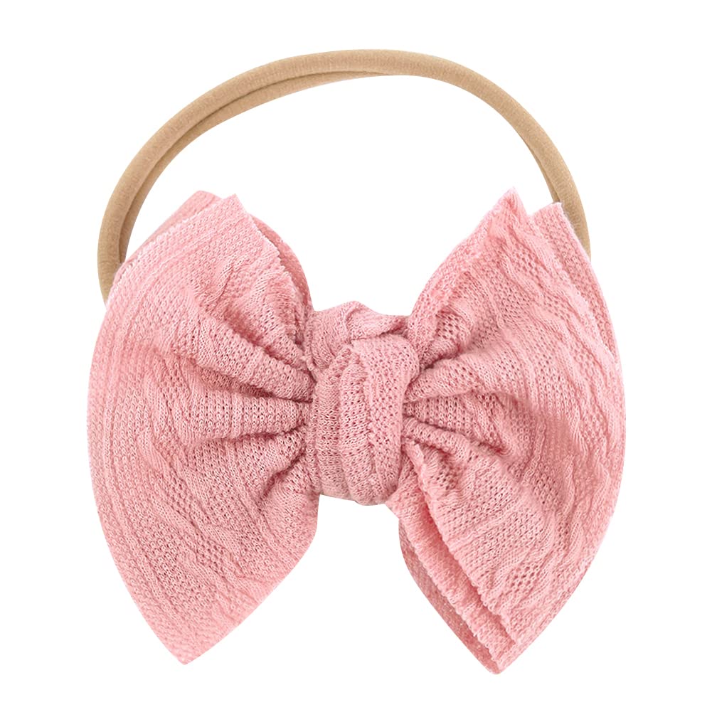 Katutude Baby Girls Headbands Hair Bows - Soft Elastic Nylon Hair Accessories for Newborns, Infants & Toddlers (11cm x 10cm, Pink) | Perfect for Photos, Parties & Everyday Outfits