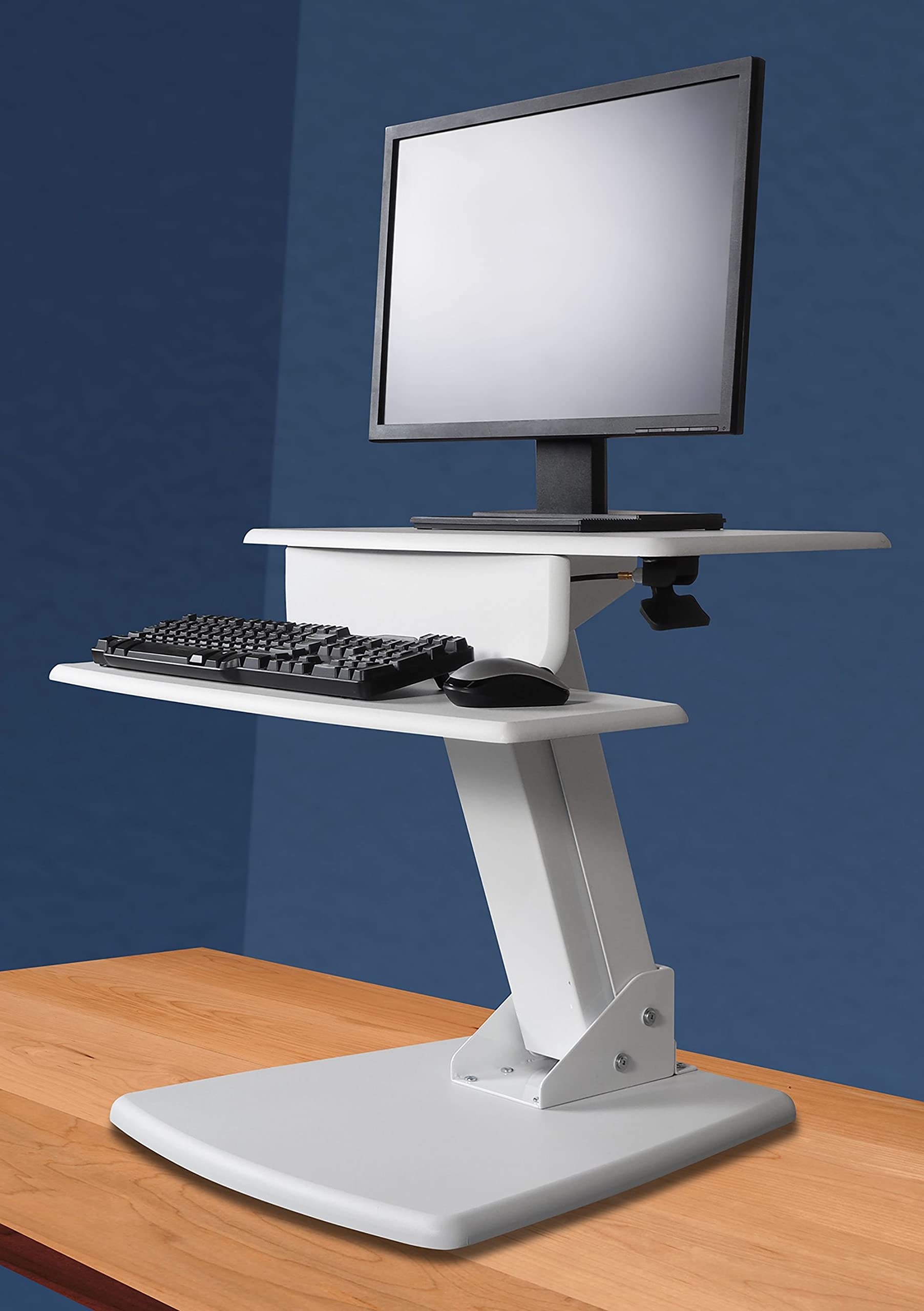 Kantek STS810W Adjustable Height Sit Stand Desk Converter - White | Ergonomic Home & Office Workstation for Laptop & Monitor | Perfect for Remote Work & Productivity