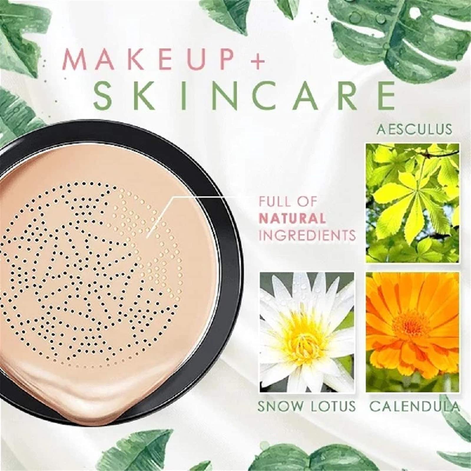 LELEBEAR Mushroom Head Air Cushion CC Cream with Brush - Natural Coverage, Lightweight & Buildable Foundation for Flawless Skin | Perfect for Daily Makeup & On-The-Go Touch Ups