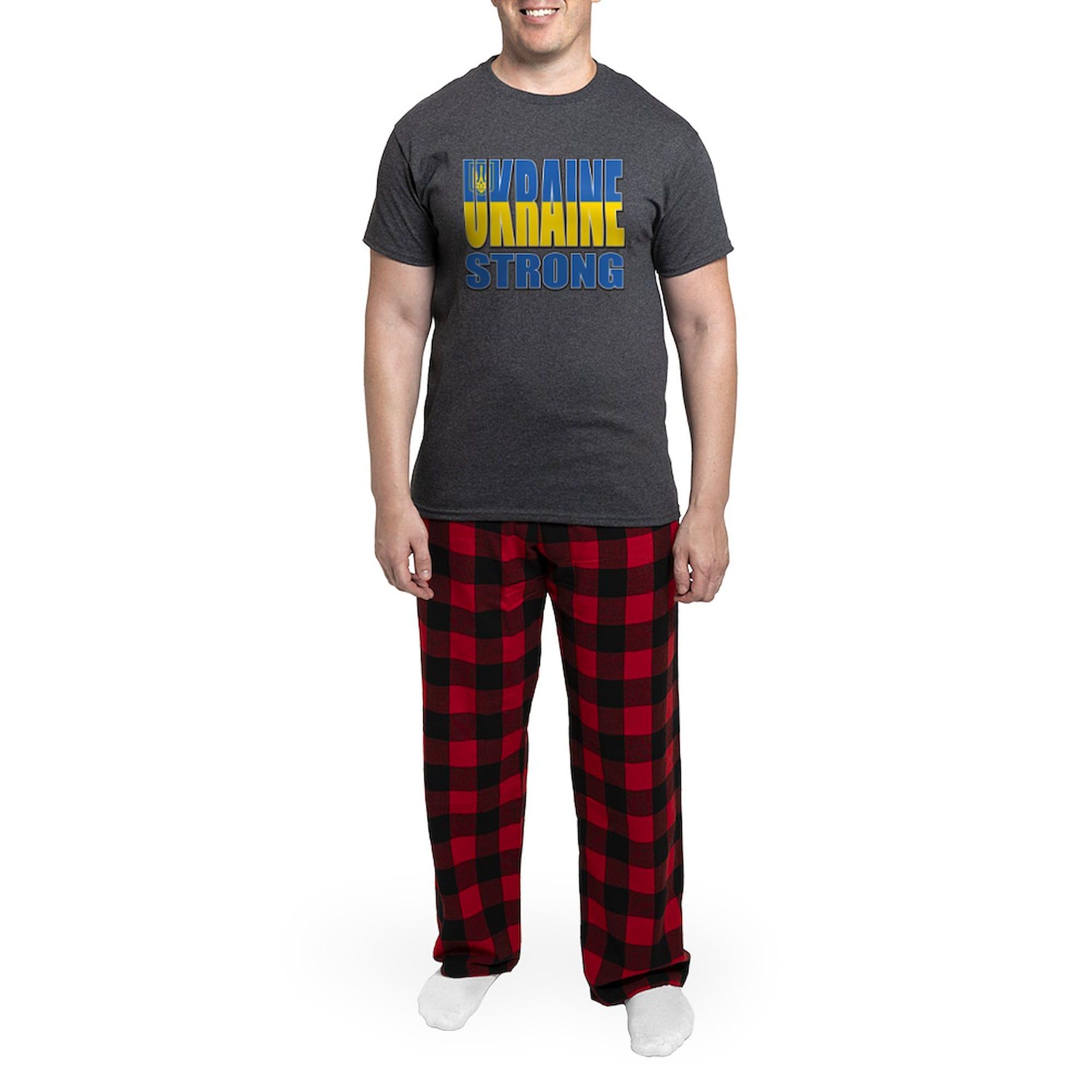 Ukraine Strong Men's Charcoal Novelty Pajamas - Comfortable Sleepwear for Patriotic Supporters | Perfect for Lounging, Gifts & Showing Solidarity