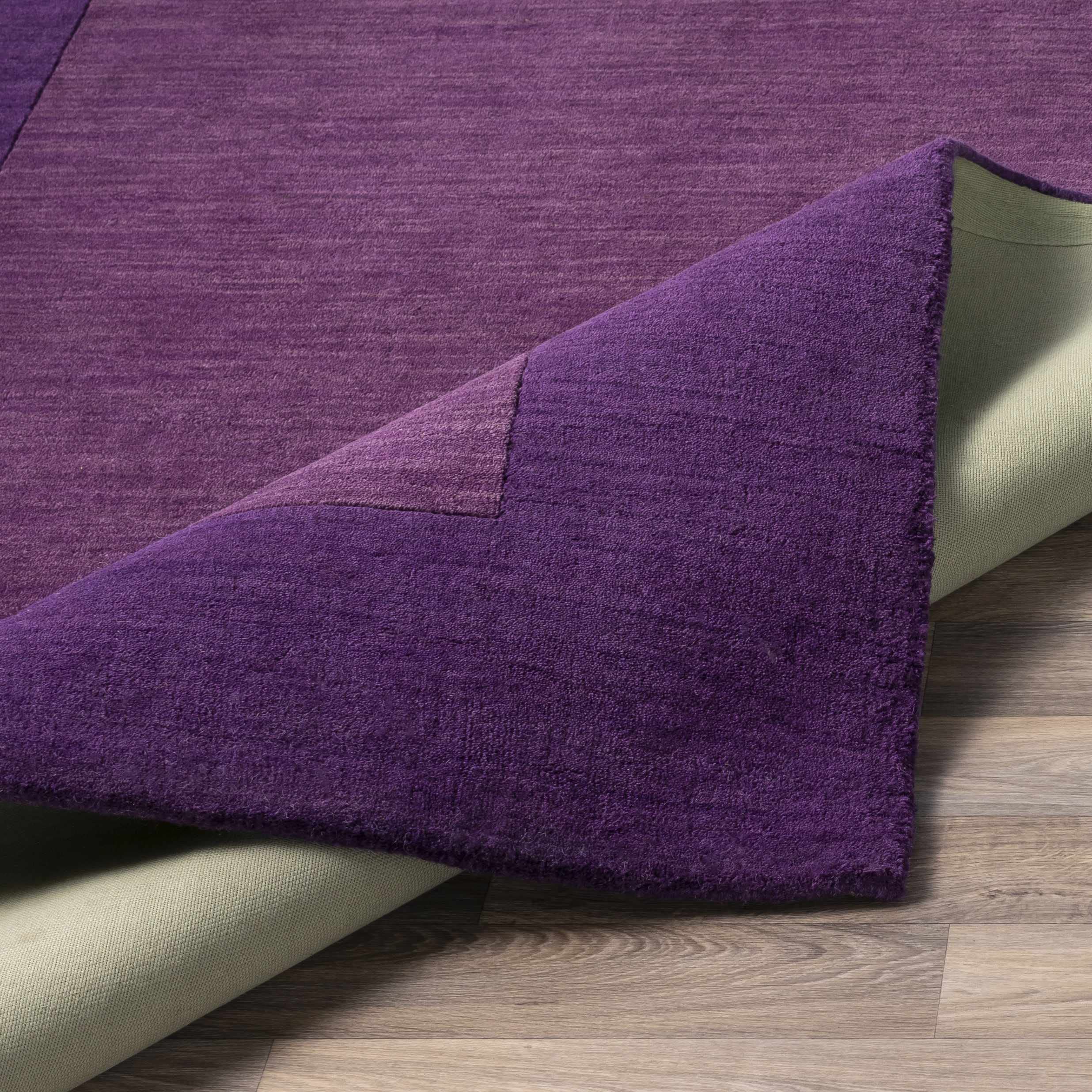 Premium Greene Wool Area Rug for Living Room & Bedroom - Solid Border Design in Purple - 8' x 11' Size - Soft & Durable Home Decor for Cozy Spaces