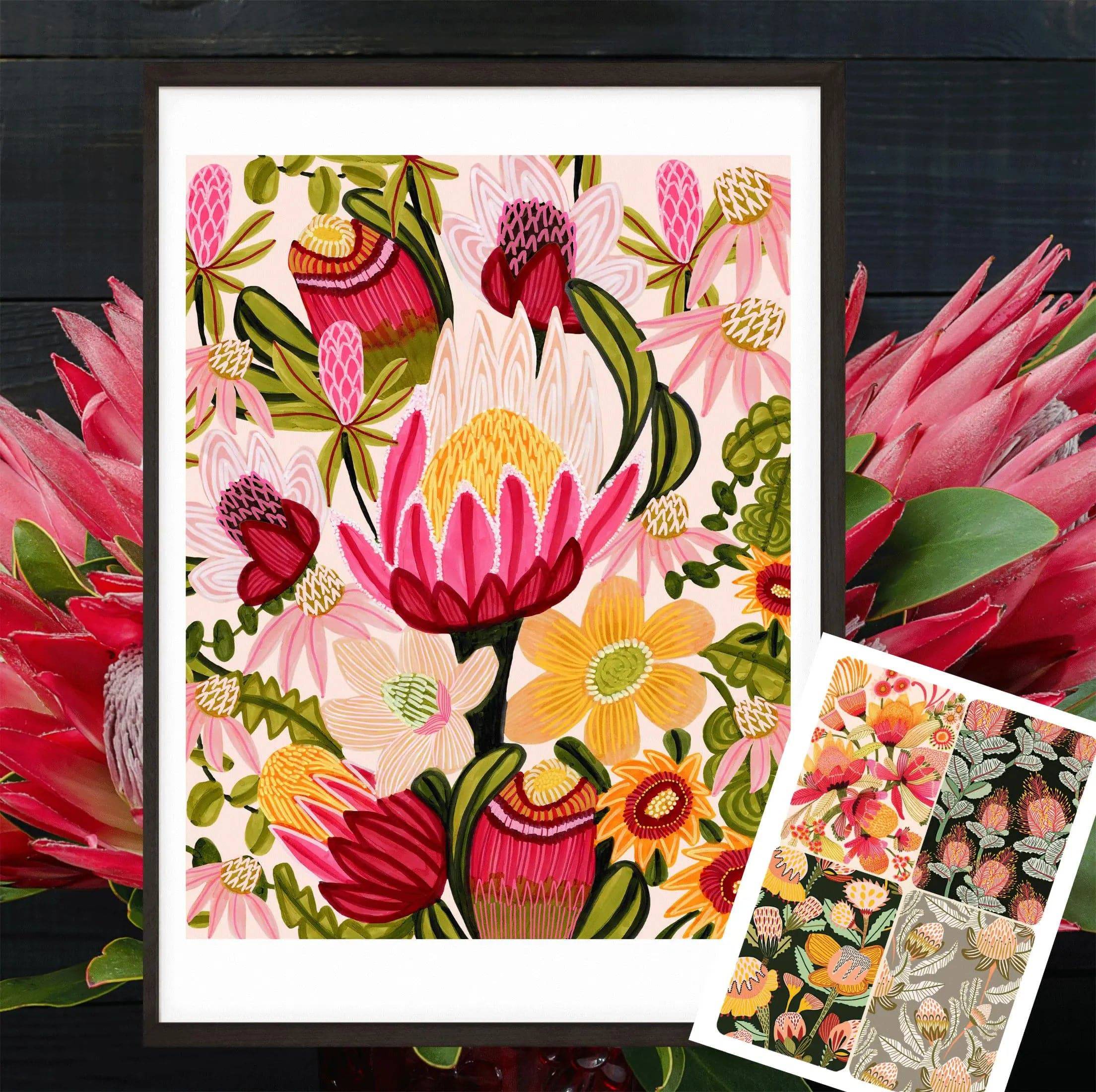 Australian Flowers Wall Art Gift Set - Floral Canvas Prints for Home Decor, Perfect for Living Room, Bedroom & Office