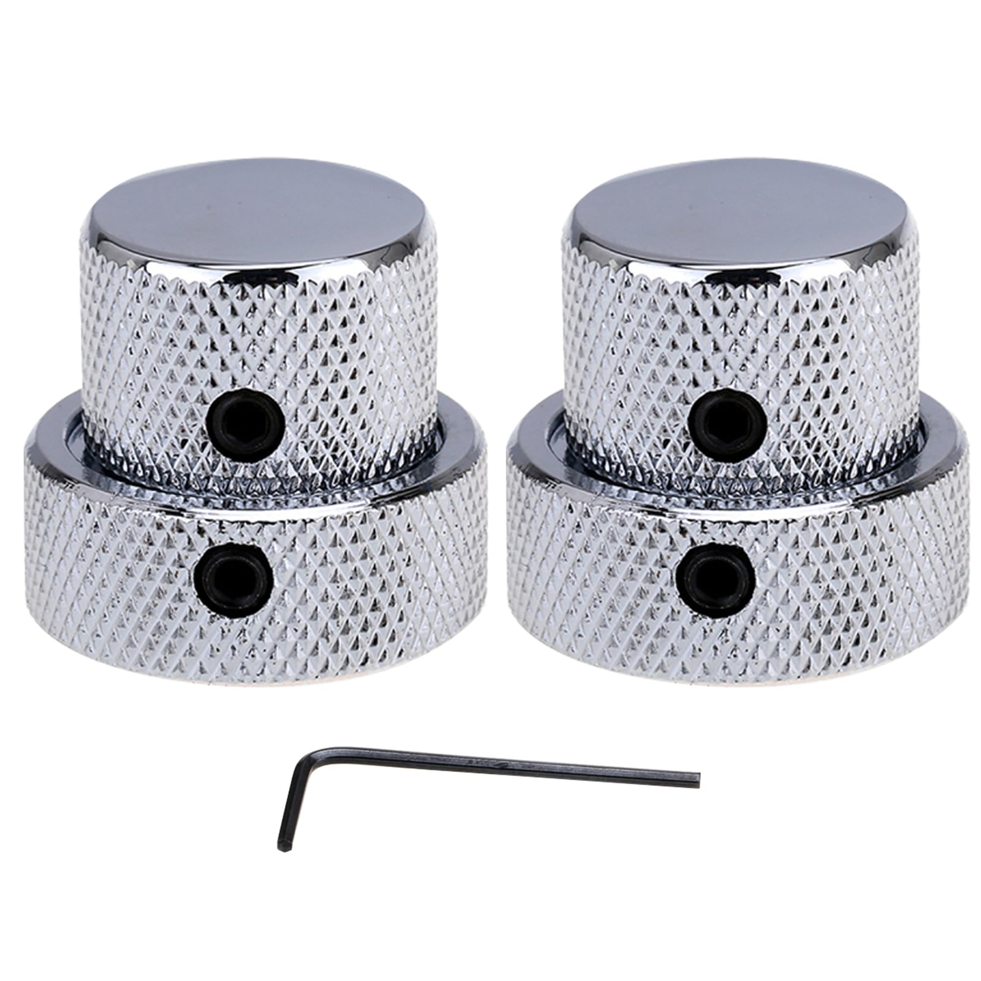 Musiclily Pro Universal Metal Dual Concentric Stacked Guitar Knobs - Chrome Control Knobs for Electric Guitar & Bass (2-Pack) | Perfect for DIY Guitar Upgrades & Replacement Parts