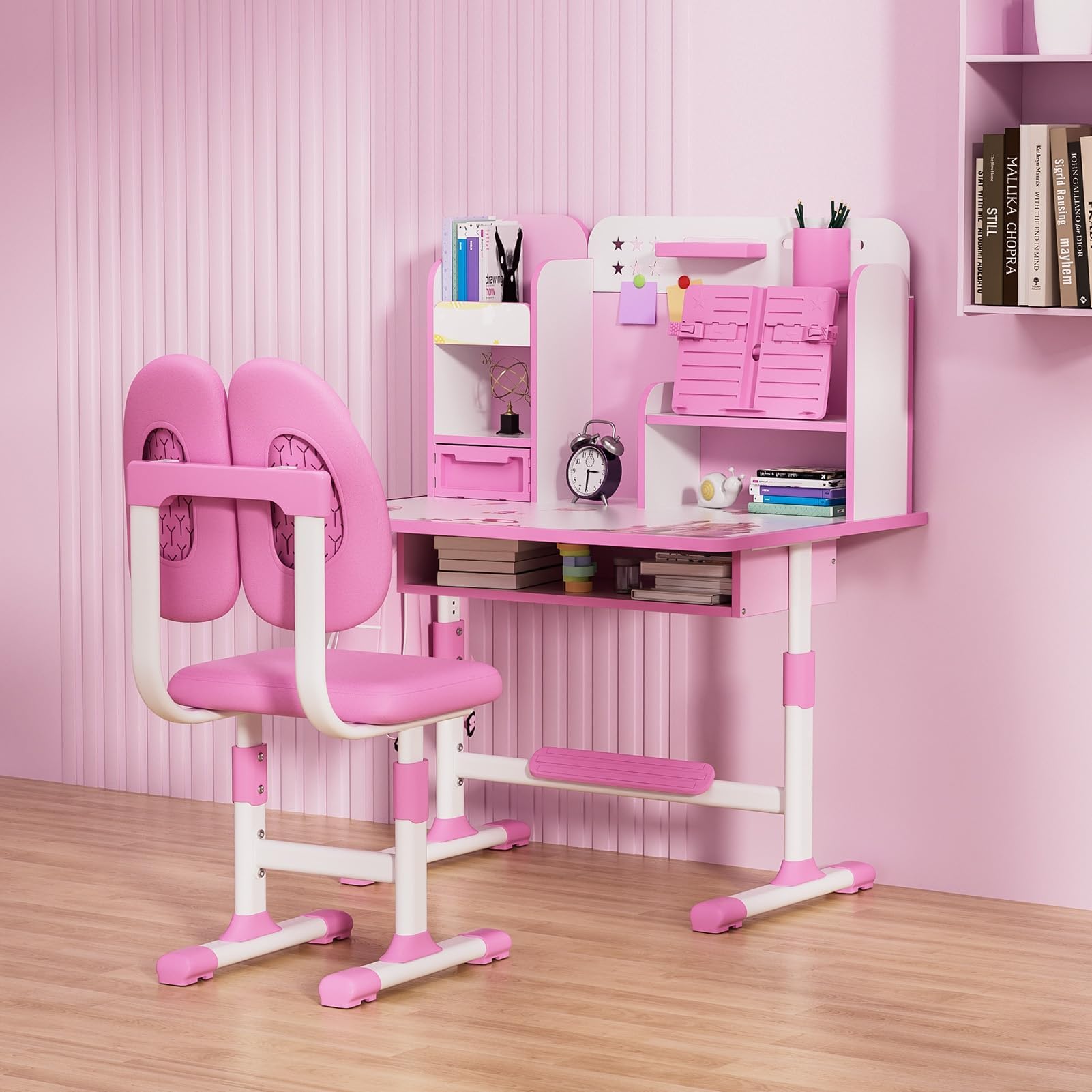 Adjustable Kids Desk & Chair Set with Storage - Study & Art for Bedroom