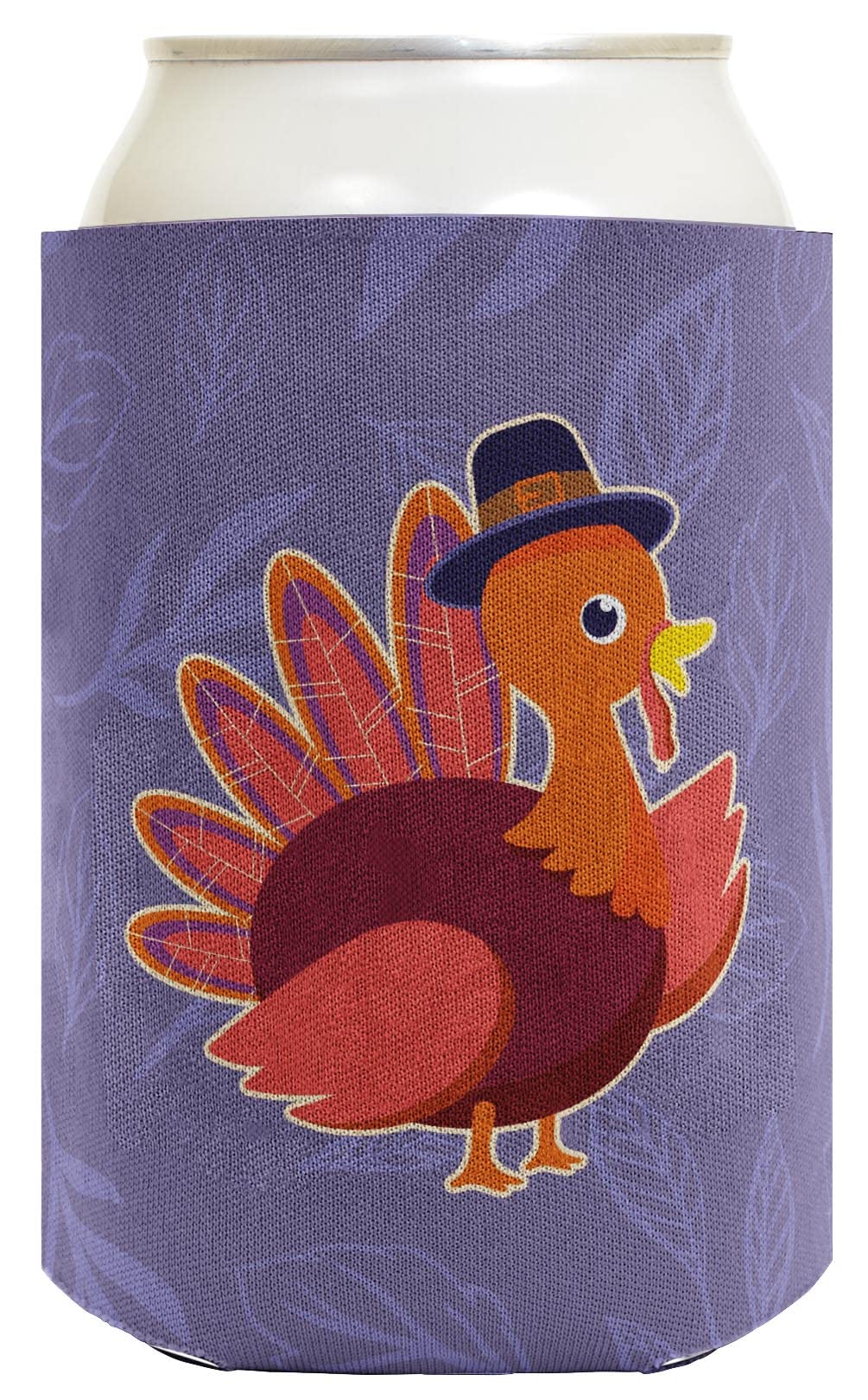 48-Pack Thanksgiving Party Decorations - White Drink Can Coolers with Turkey & Pilgrim Designs for Holiday Gatherings, Family Dinners & Festive Celebrations