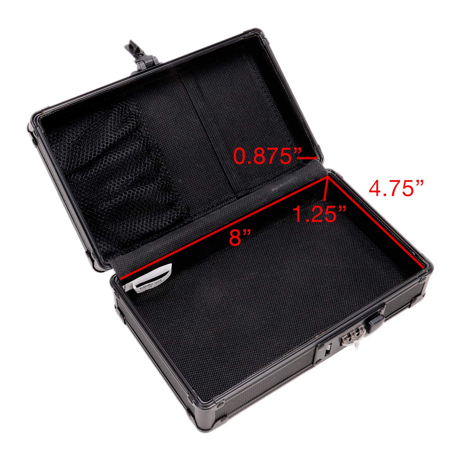 Vaultz Small Lock Box with Combination Lock - 8.5 x 5 x 2.5 Inch Mini Safe for Money, Jewelry, Documents & Valuables - Portable Security Box for Home, Office, Travel & School - Tactical Black
