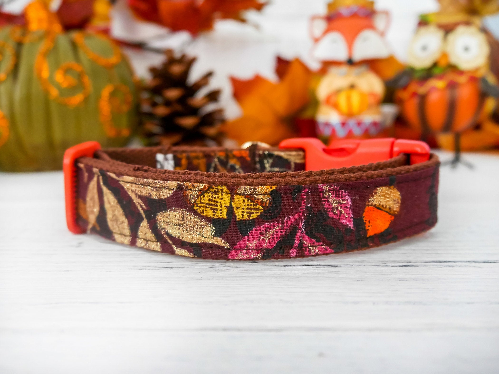 Thanksgiving Acorn Dog Collar - Adjustable Pet Collar for Small & Medium Dogs - Perfect for Autumn & Holiday Outfits