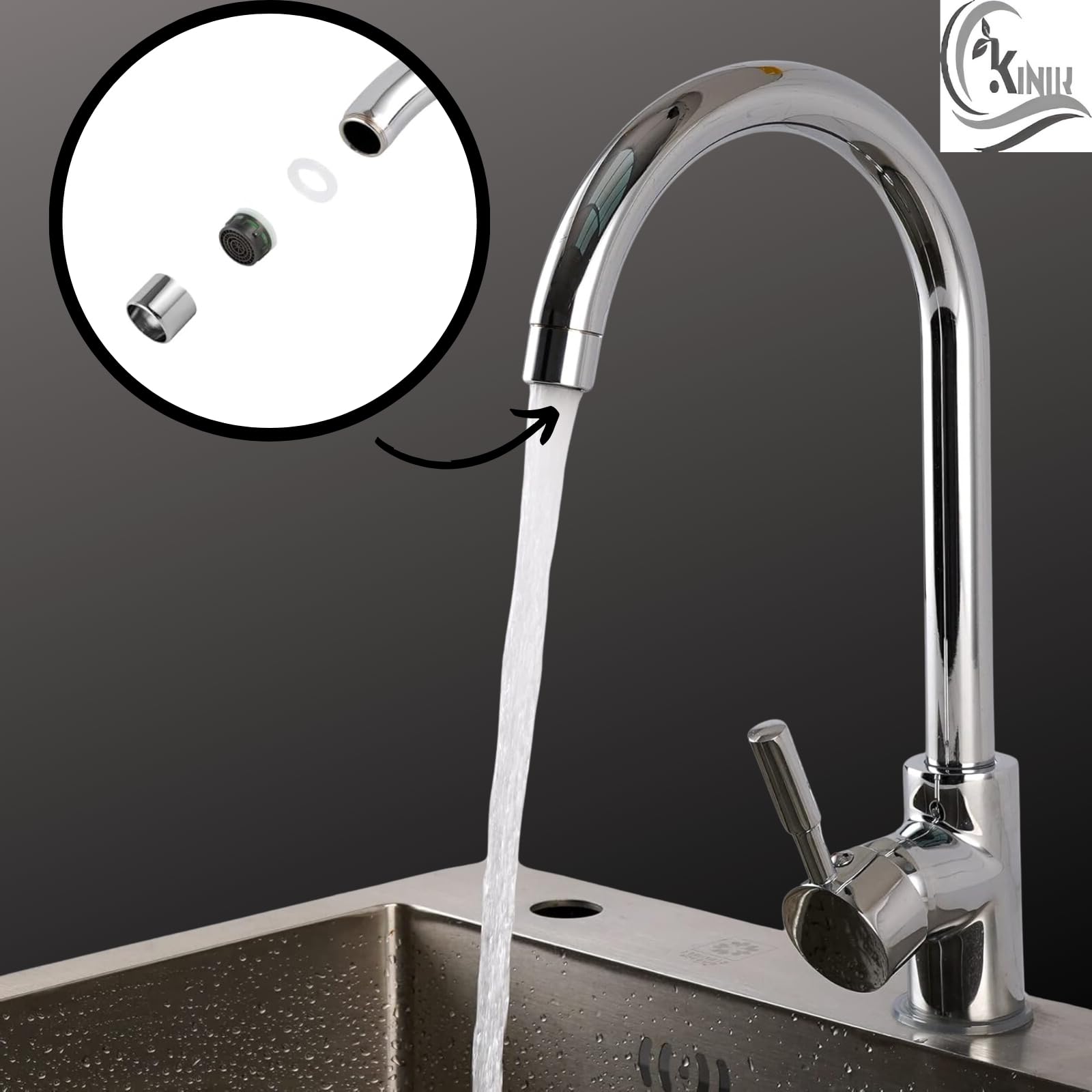 Chrome Plated Brass Kitchen Sink Aerator with Foam Flow - 22mm Female Thread Standard Size | Perfect for Water Saving and Splash Prevention in Home & Restaurant Sinks