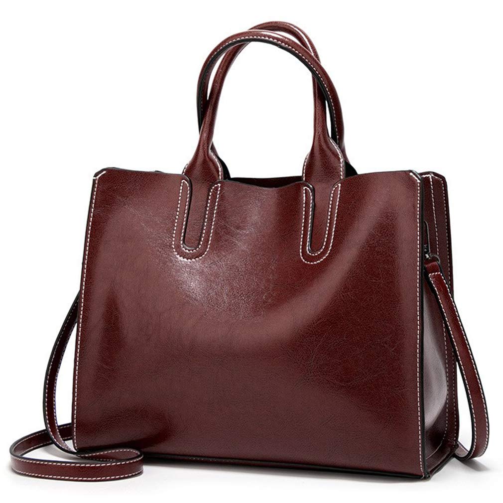 Pahajim Women's Fashion Tote Bag - Lightweight PU Leather Satchel Shoulder Purse with Retro Oil Wax Handle - Perfect for Work, Travel & Everyday Use