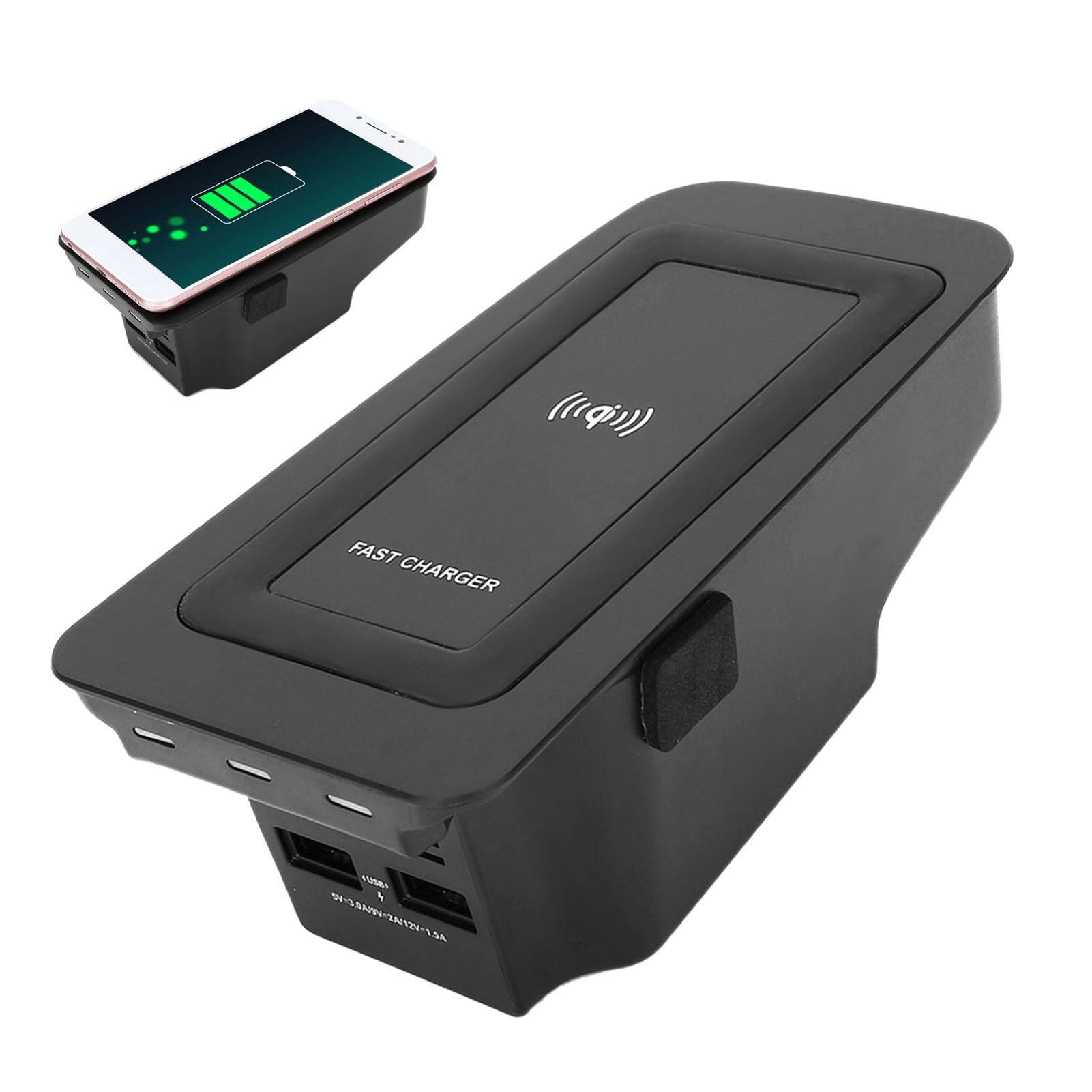 15W Fast Wireless Car Charger for iPhone & Samsung - Universal Qi Charging Pad for Volvo S60/V60/XC60/S90/V90/XC90 - Auto-Clamping Phone Holder for Safe Driving & Hands-Free Charging