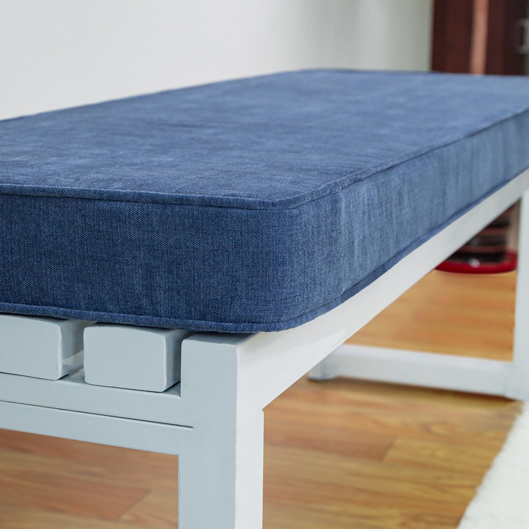 Premium Reversible Bench Cushion with Double Piping - 30x14x3 Inch Indoor Furniture Seat Pad for Piano Benches, Window Seats & Home Decor (Blue) | Comfortable & Stylish for Living Rooms, Sunrooms & Entryways