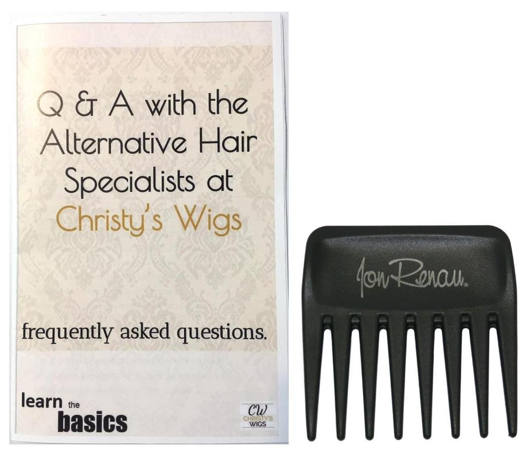 Rene Paris Joey Wig Bundle - 3 Items (Maple Sugar Color) with Christy's Wigs Q&A Booklet & Wide Tooth Comb - Perfect for Cosplay, Costume Parties & Hair Loss Solutions