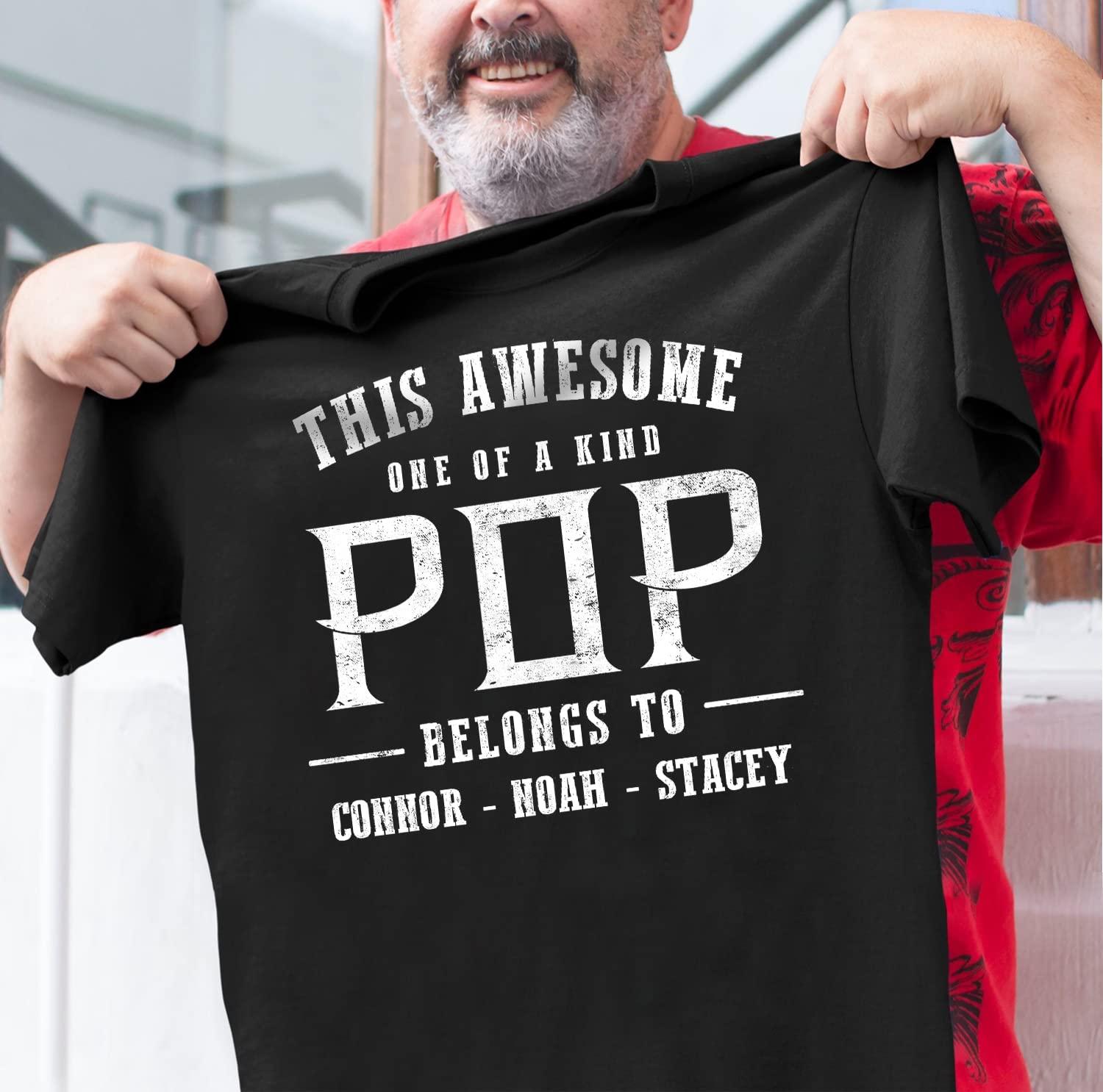 Custom Personalized Grandpa Shirt with Kids - Funny Fathers Day & Birthday Gift for Dad, Men - Perfect for Family Reunions & Special Occasions