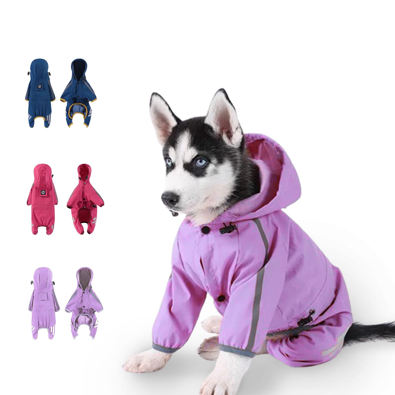 Waterproof Dog Raincoat with Reflective Strip & Hat - Lightweight Puppy Rain Jacket for Small Dogs (Purple, X-Large) - Perfect for Outdoor Walks, Hiking & Rainy Day Adventures