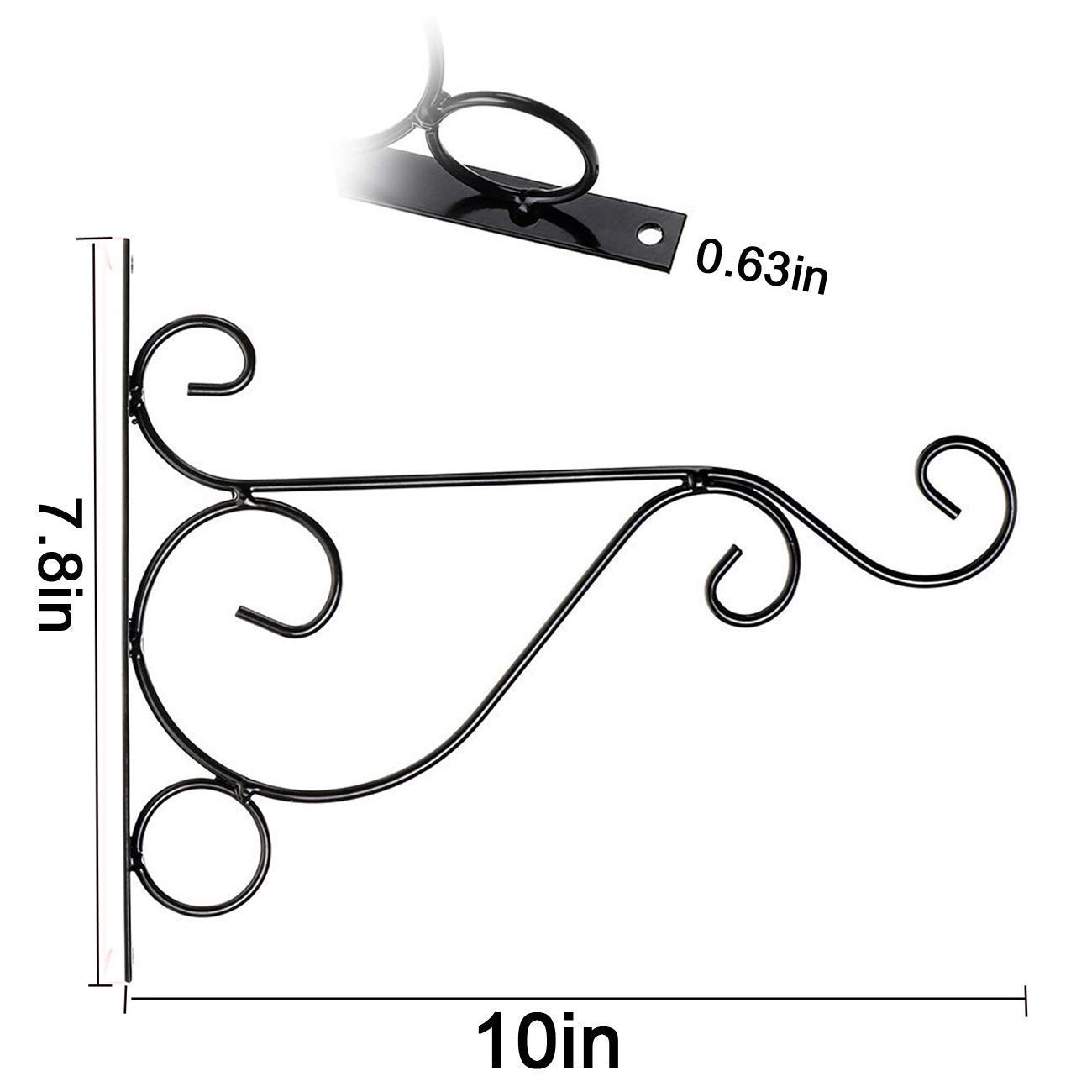 TIHOOD Metal Plant Bracket Wall Mount Hooks - Heavy Duty Iron Hangers for Bird Feeders, Lanterns, Wind Chimes & Planters (4 Black + 4 White) - Perfect for Outdoor Garden & Patio Decor