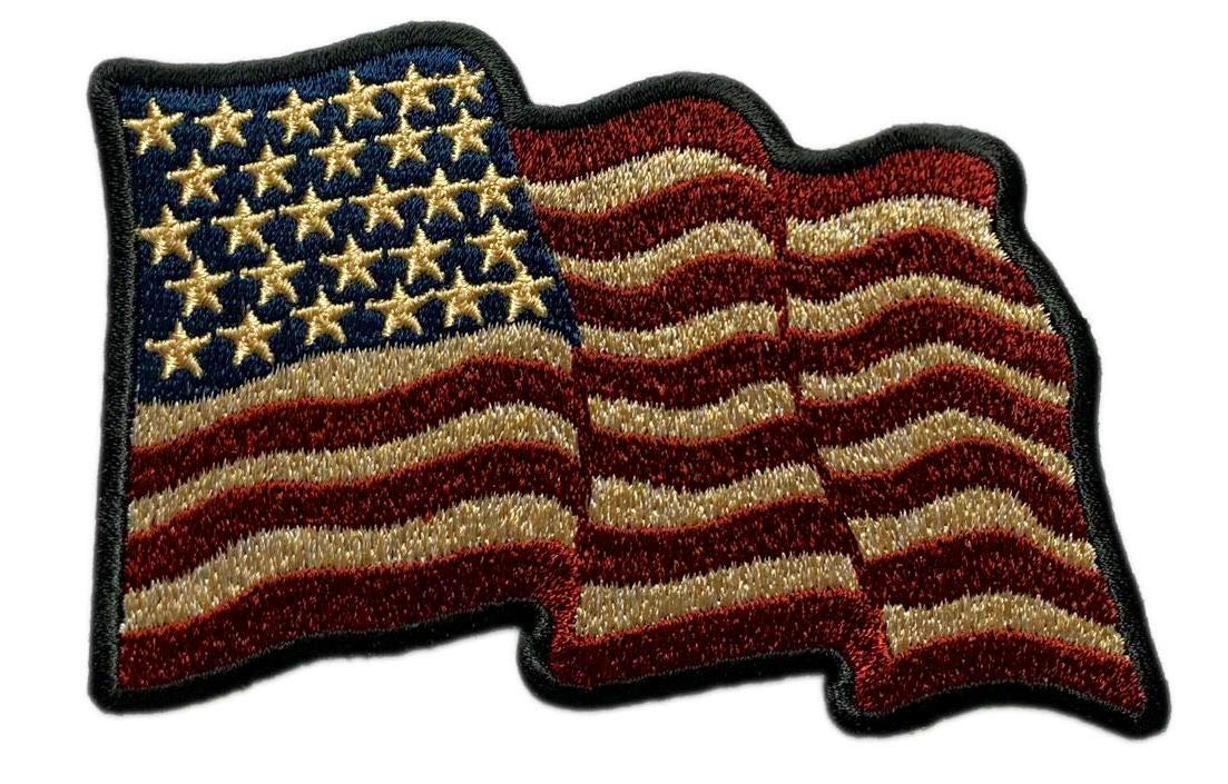 Distressed USA American Flag Patch 4.0 Inch - Iron On & Sew On for Jackets, Bags, Hats - Patriotic Embroidered Applique for DIY Crafts, Military Gear, and Denim Customization