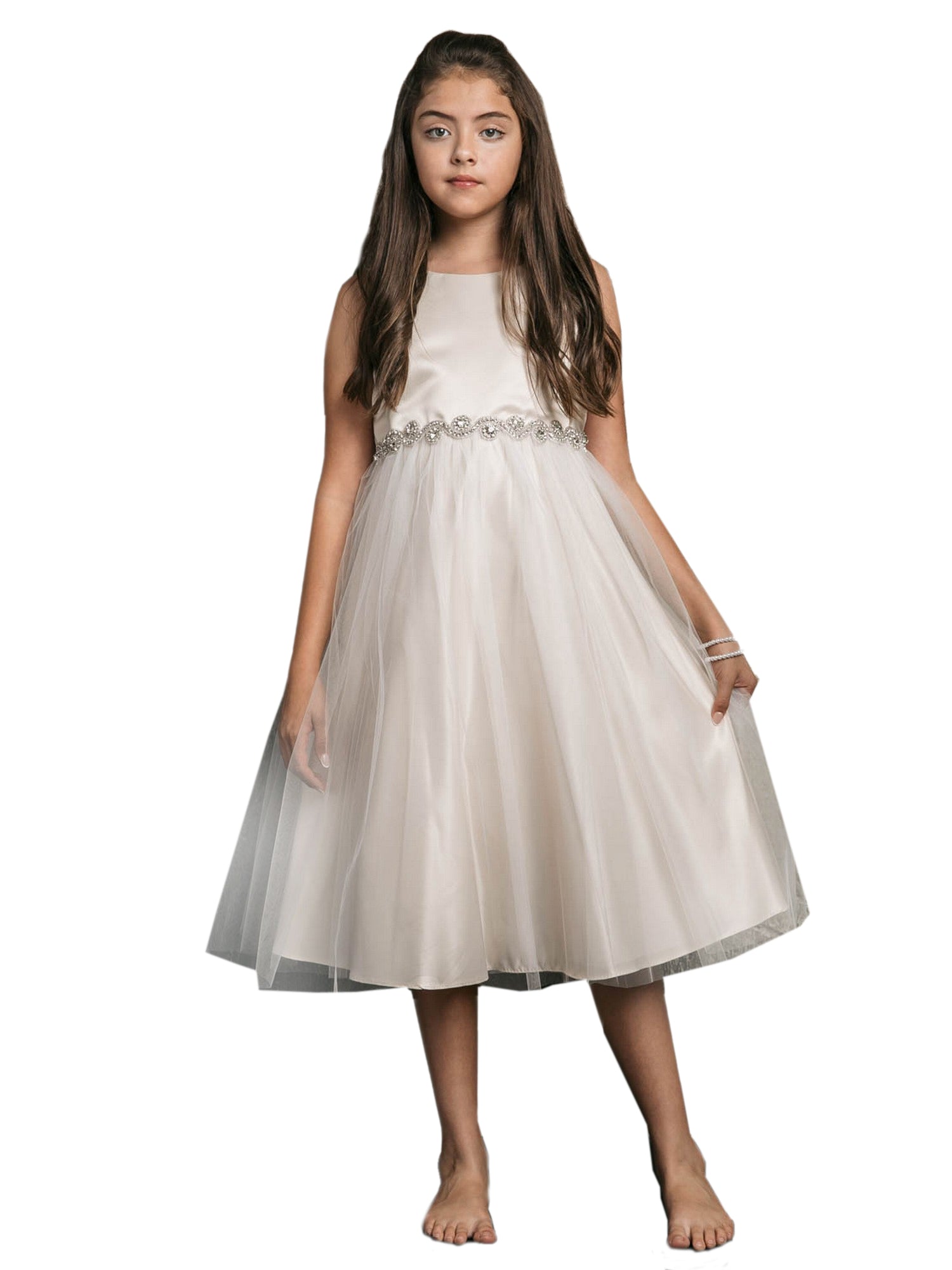 Sparkling Champagne Rhinestone Belt for Big Girls - Junior Bridesmaid Dress Sizes 8-16 | Perfect for Weddings, Prom & Special Occasions