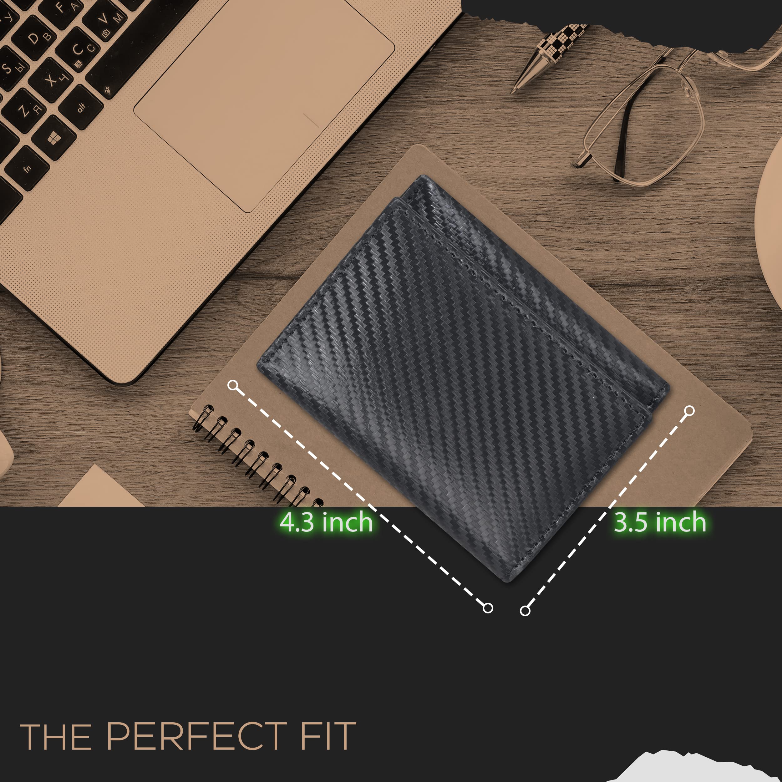 Slim RFID Blocking Leather Wallet for Men - Tri Fold Minimalist Front Pocket Wallet with 1 ID & 6 Credit Card Slots | Perfect for Travel, Business & Everyday Carry