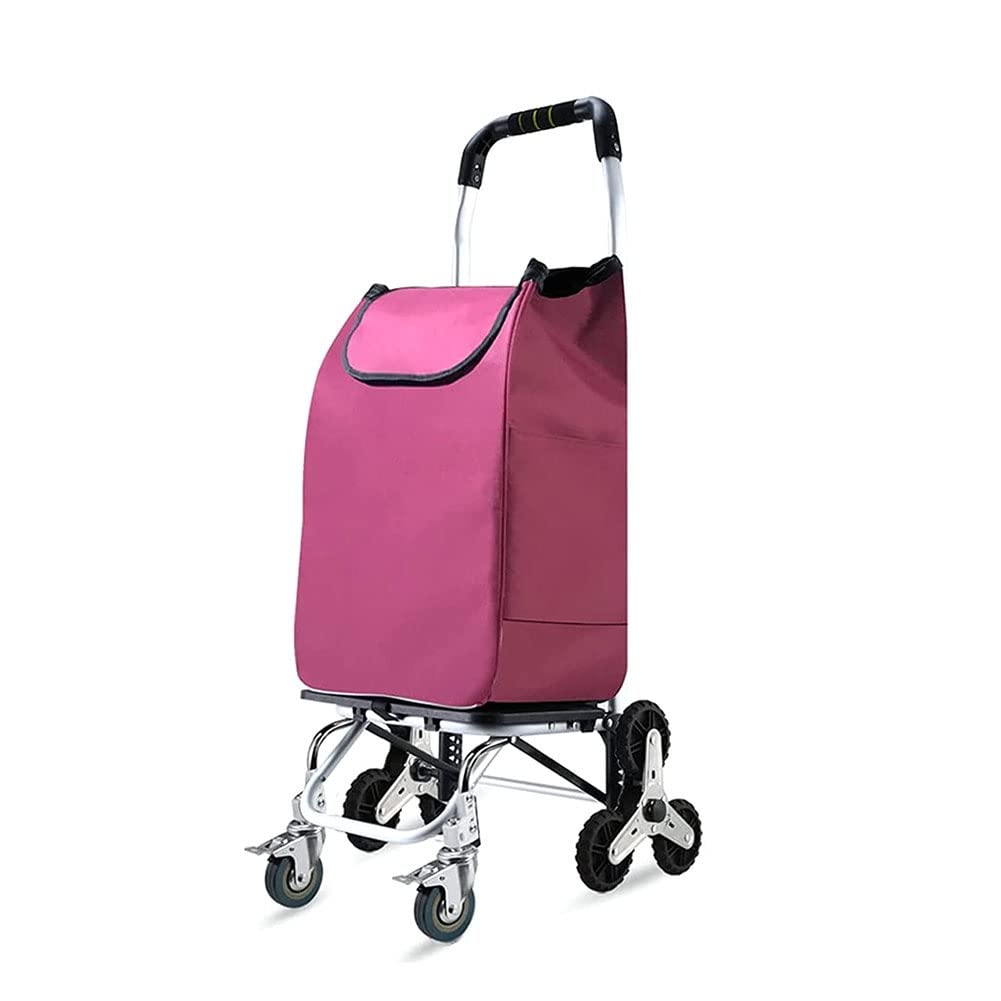 XBWZBXN Portable Folding Shopping Cart - Lightweight Grocery Trolley with Hand Lever for Stairs, Home & Market Use (Color: E) | Ideal for Grocery Shopping, Laundry, Picnics & Apartment Living