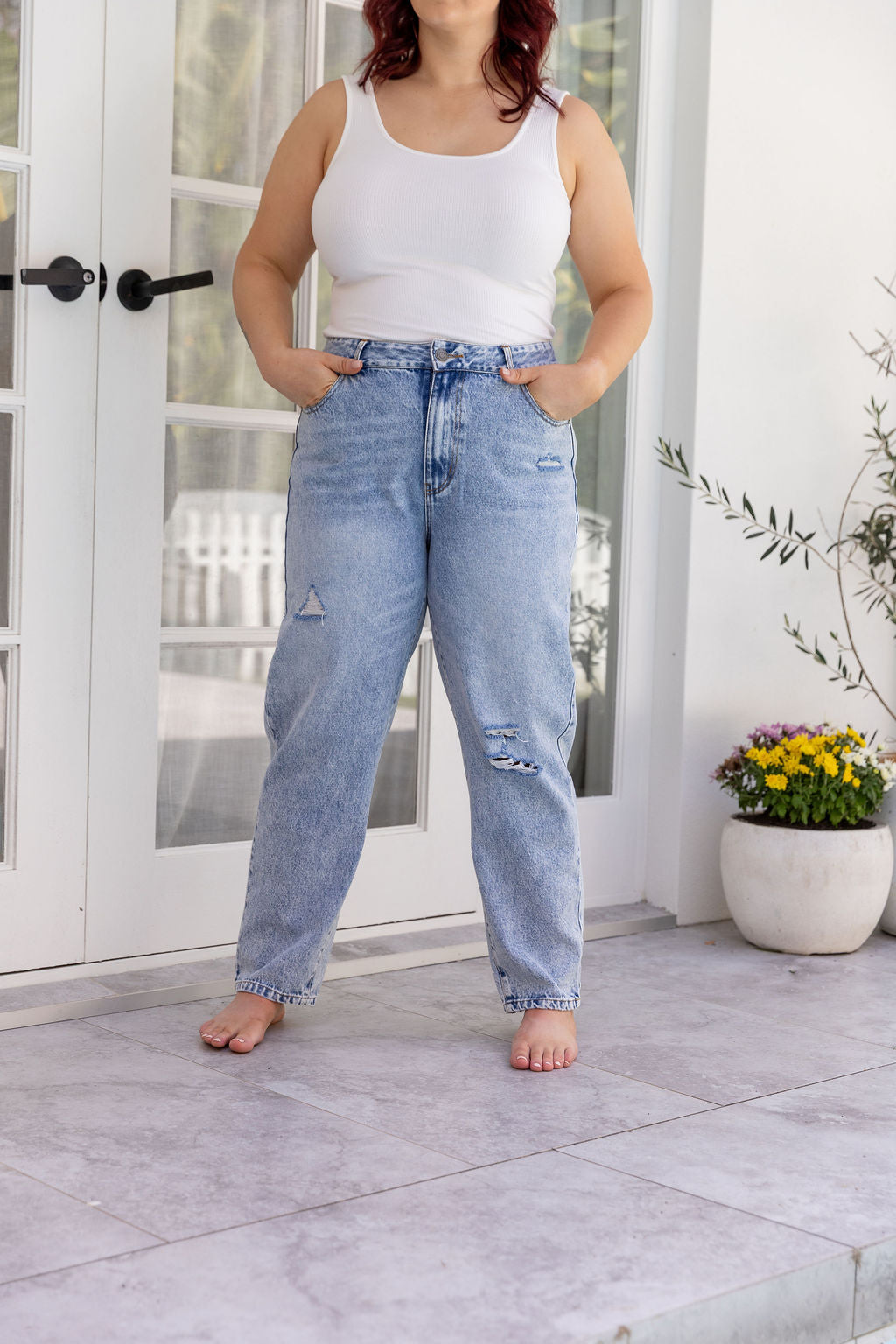 Cerys Light Blue Acid Wash Jeans for Women - High Waisted Distressed Denim Pants | Perfect for Casual Outfits, Streetwear & Everyday Wear